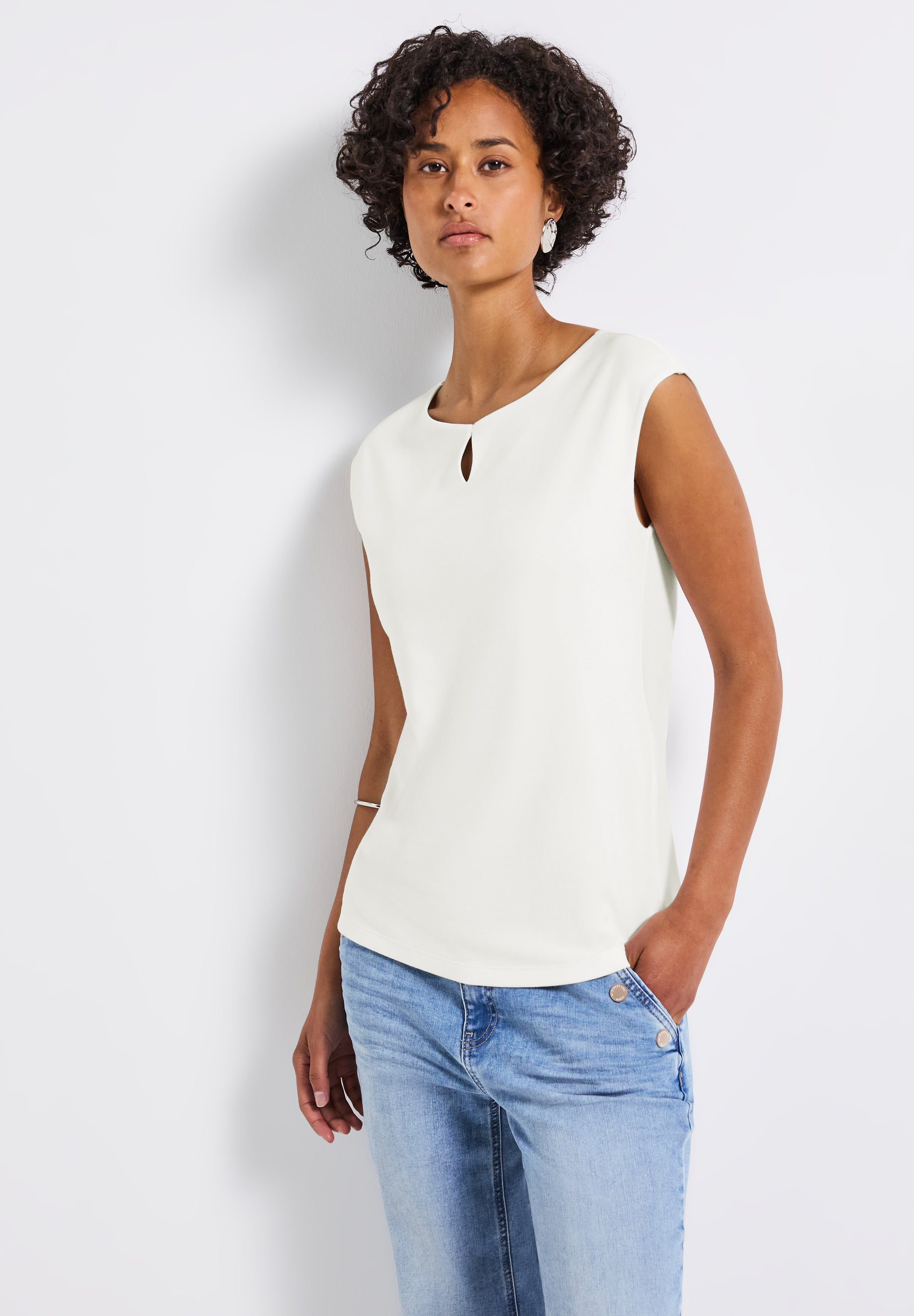 Street One ärmelloses Shirt Damen moderner Rundhalsausschnitt