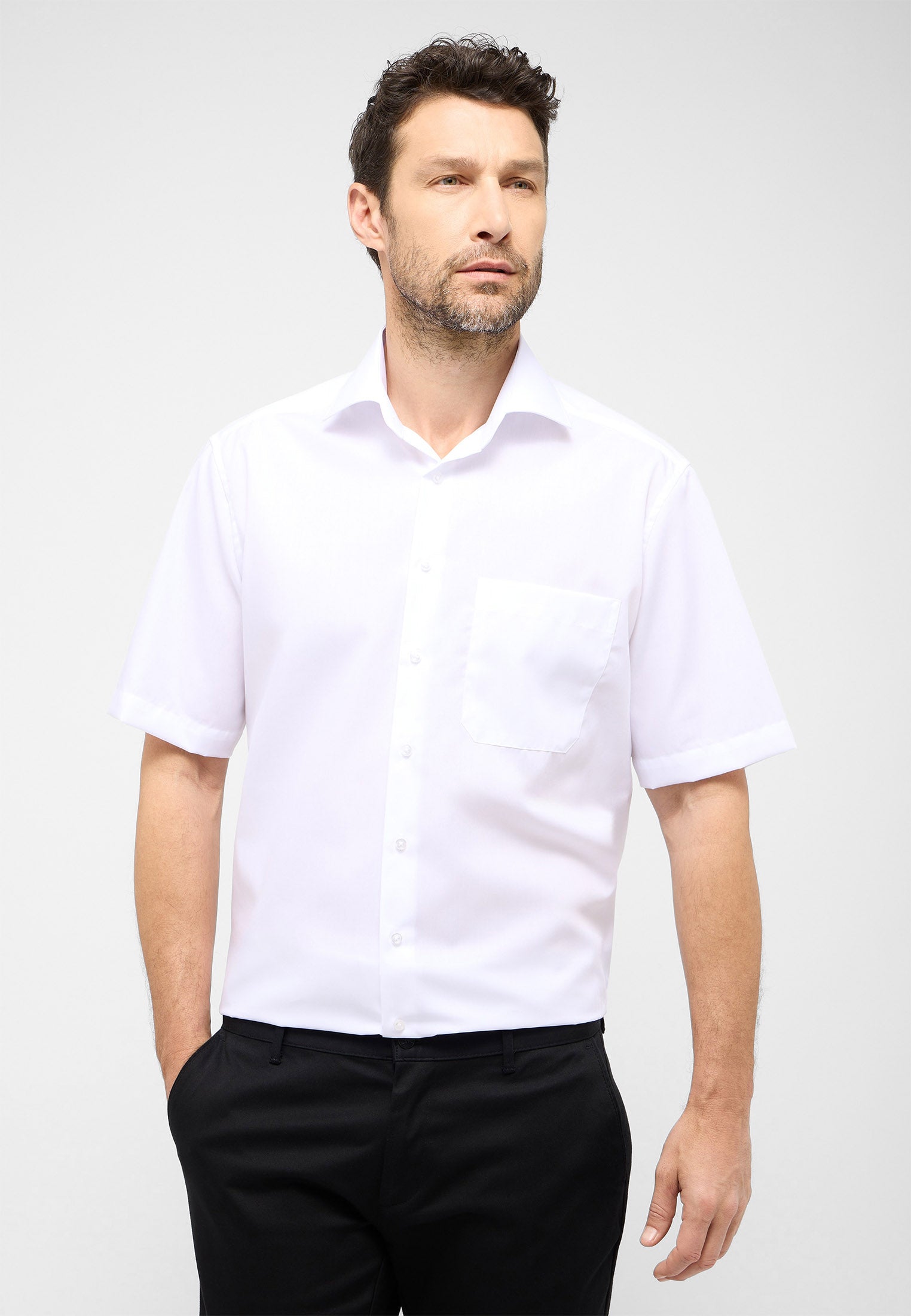 Eterna Shirt Popeline Kurzarm Herren bügelfrei