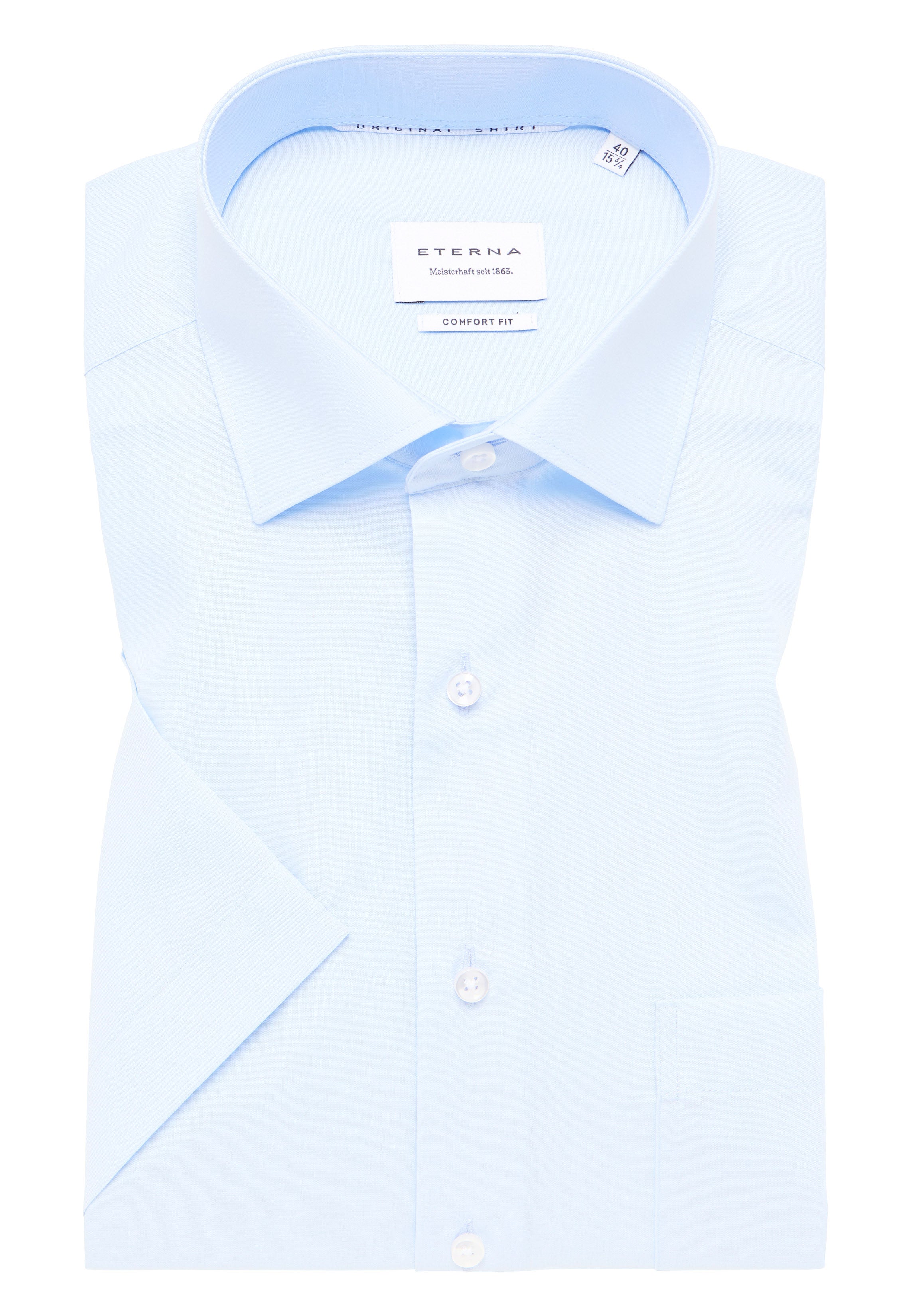 Eterna Shirt Popeline Kurzarm Herren bügelfrei