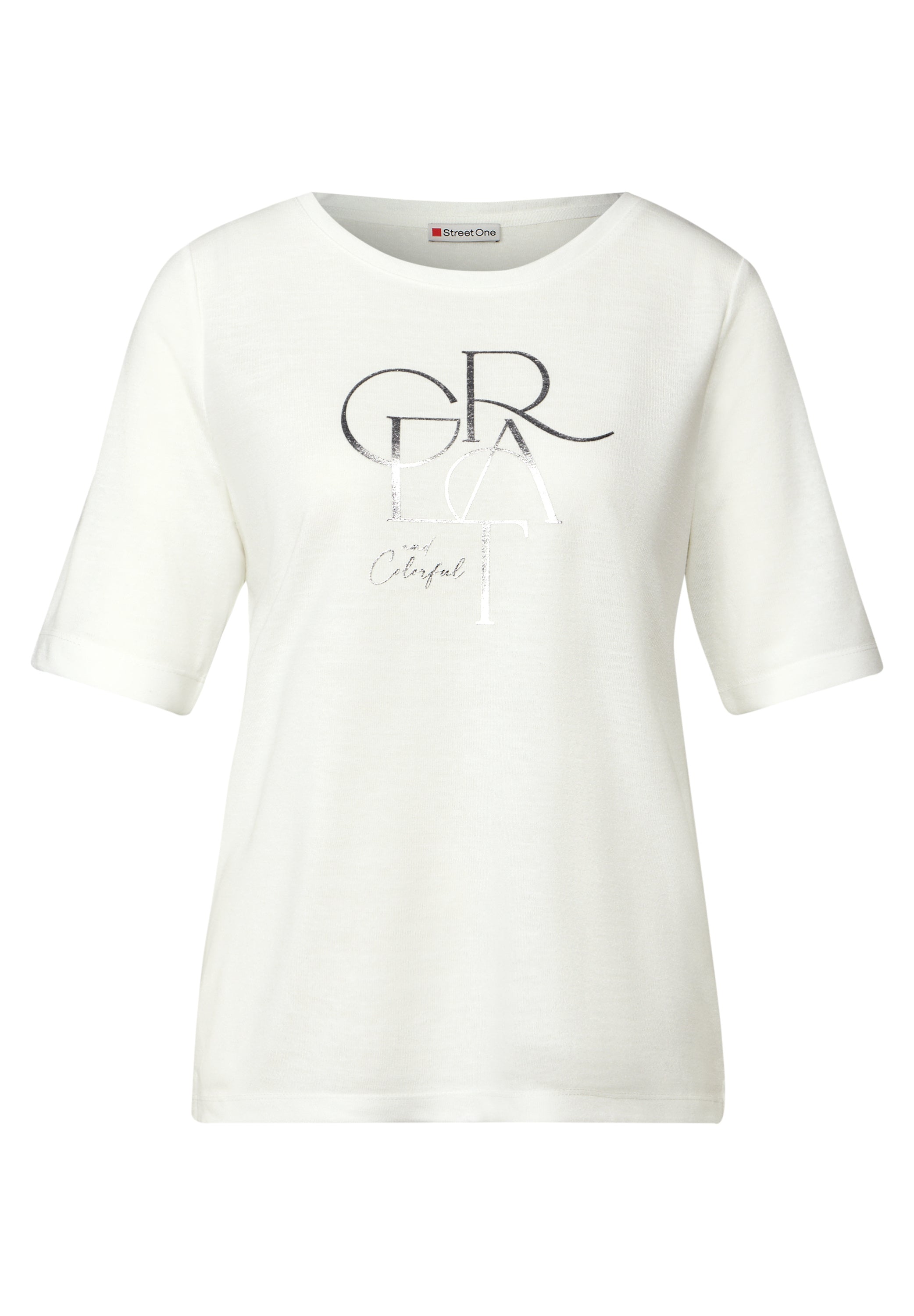Street One T-Shirt Damen Glänzendes Wording Sommerlook
