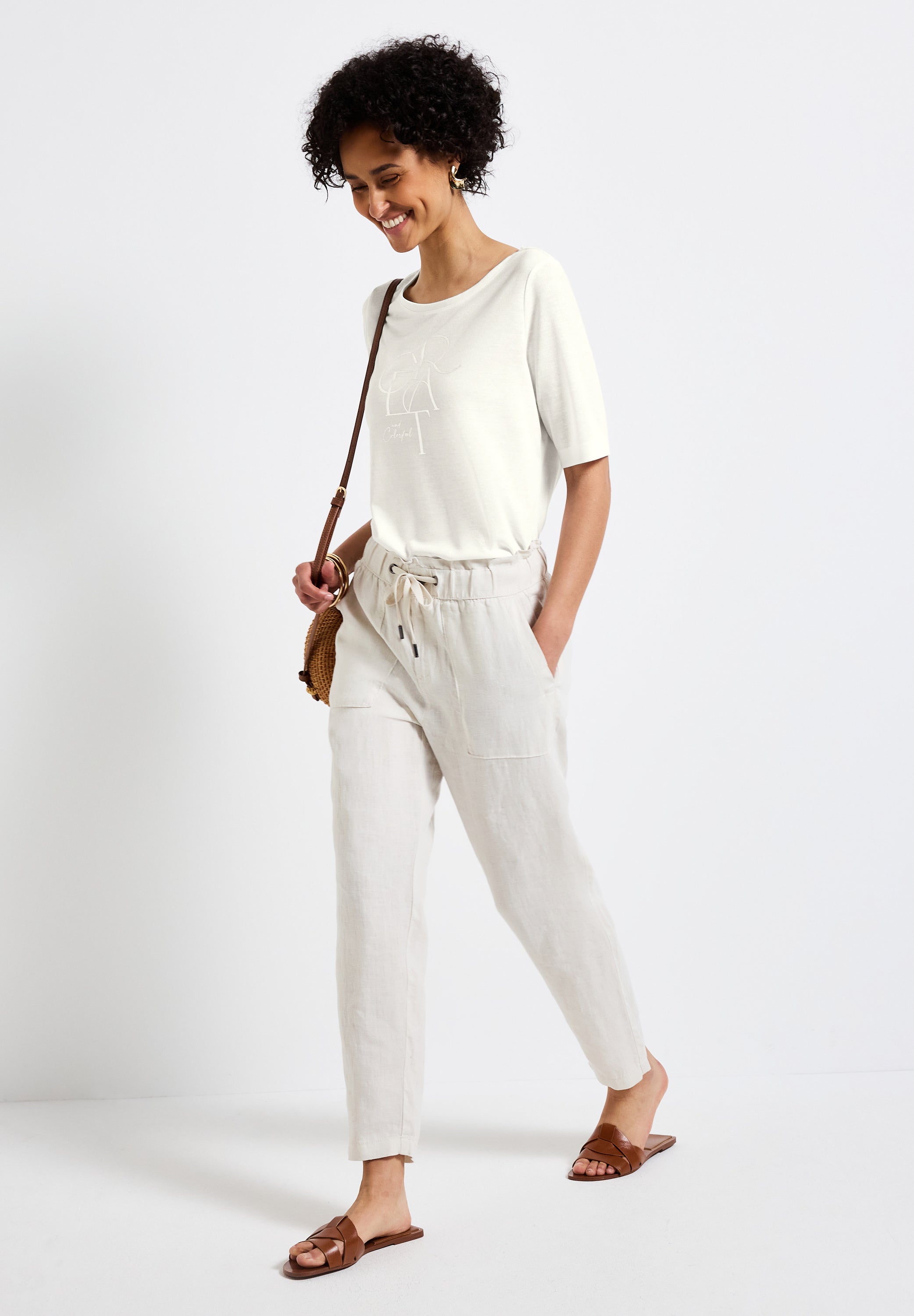 Street One T-Shirt Damen Glänzendes Wording Sommerlook