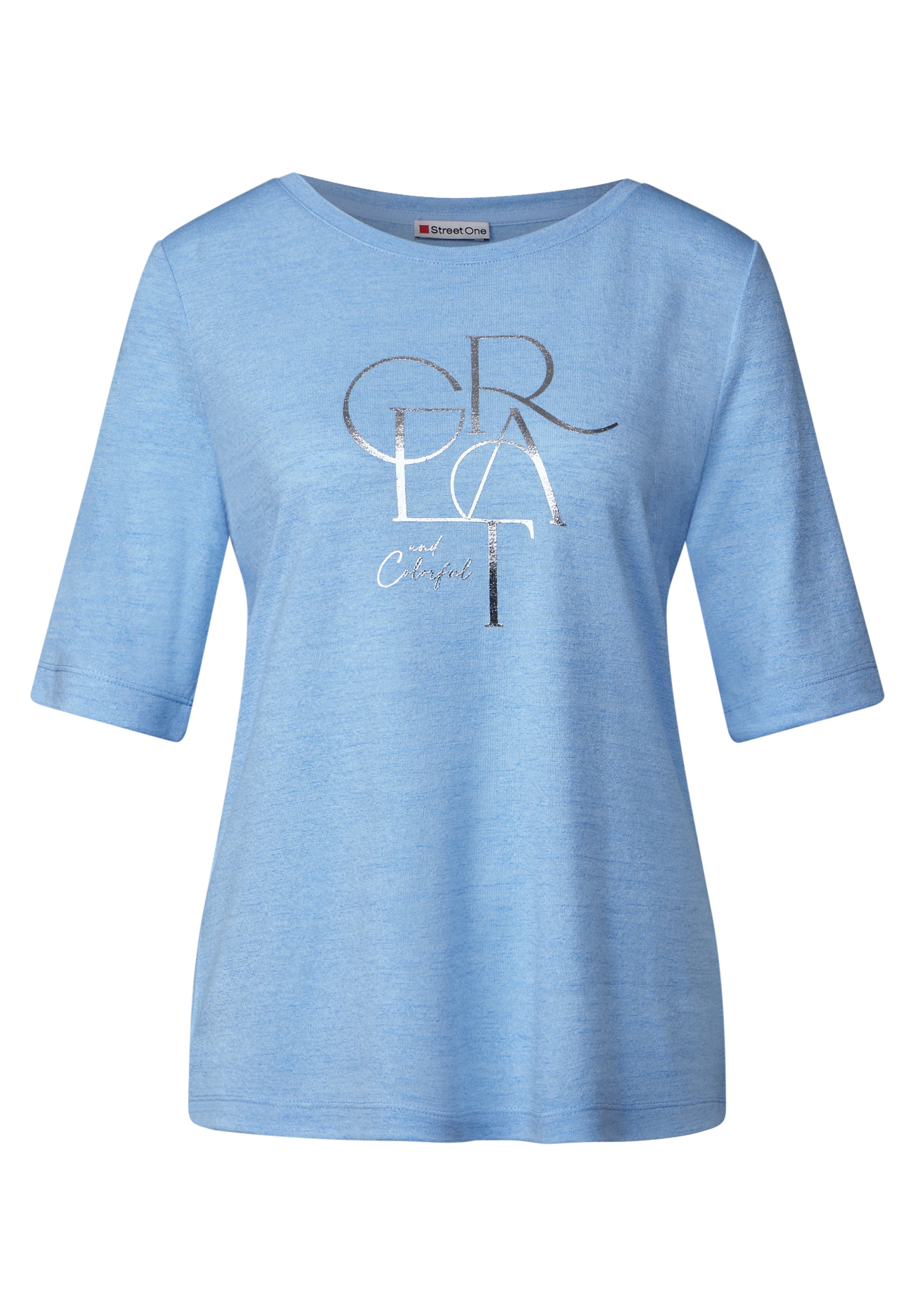 Street One T-Shirt Damen Glänzendes Wording Sommerlook