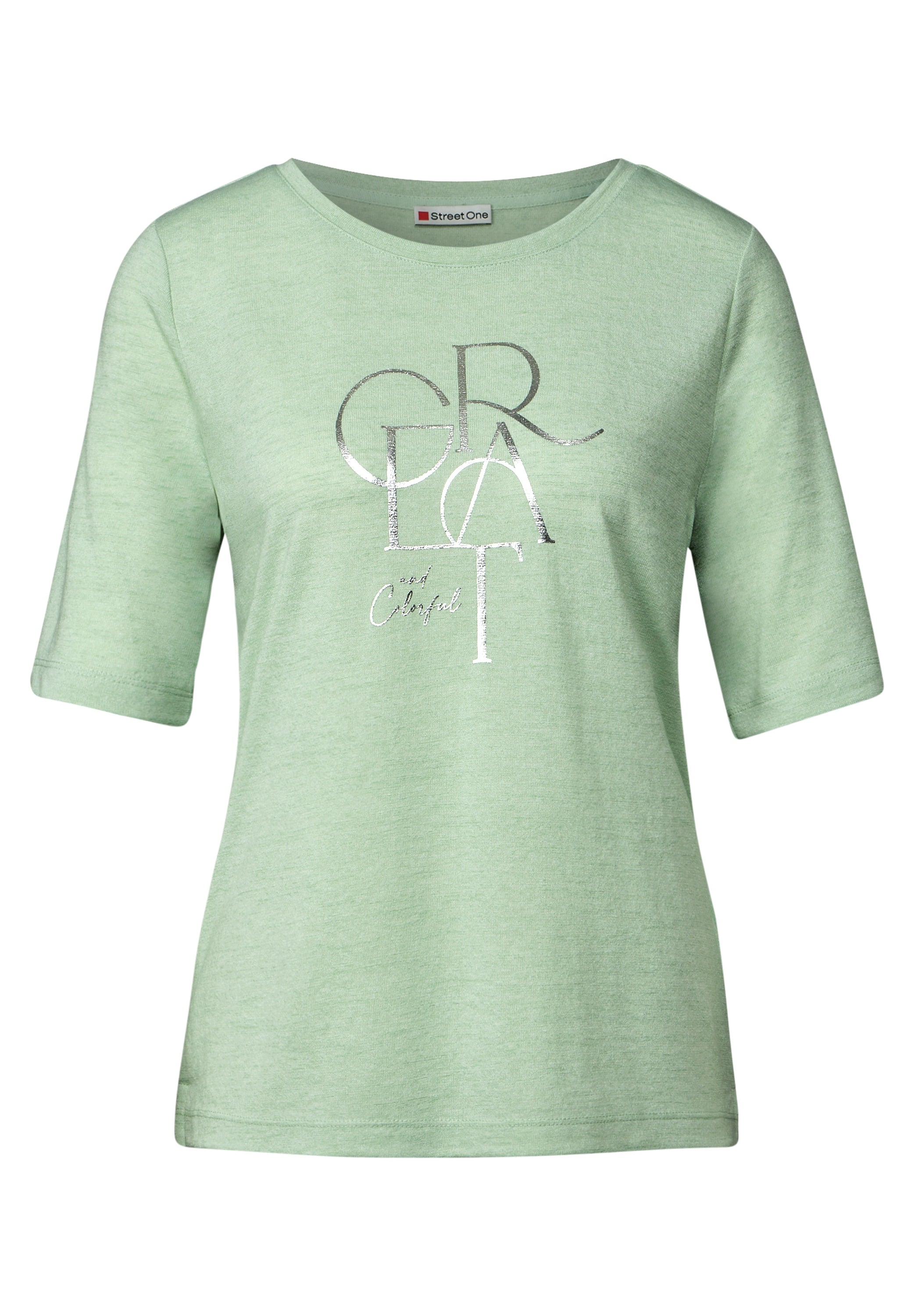 Street One T-Shirt Damen Glänzendes Wording Sommerlook
