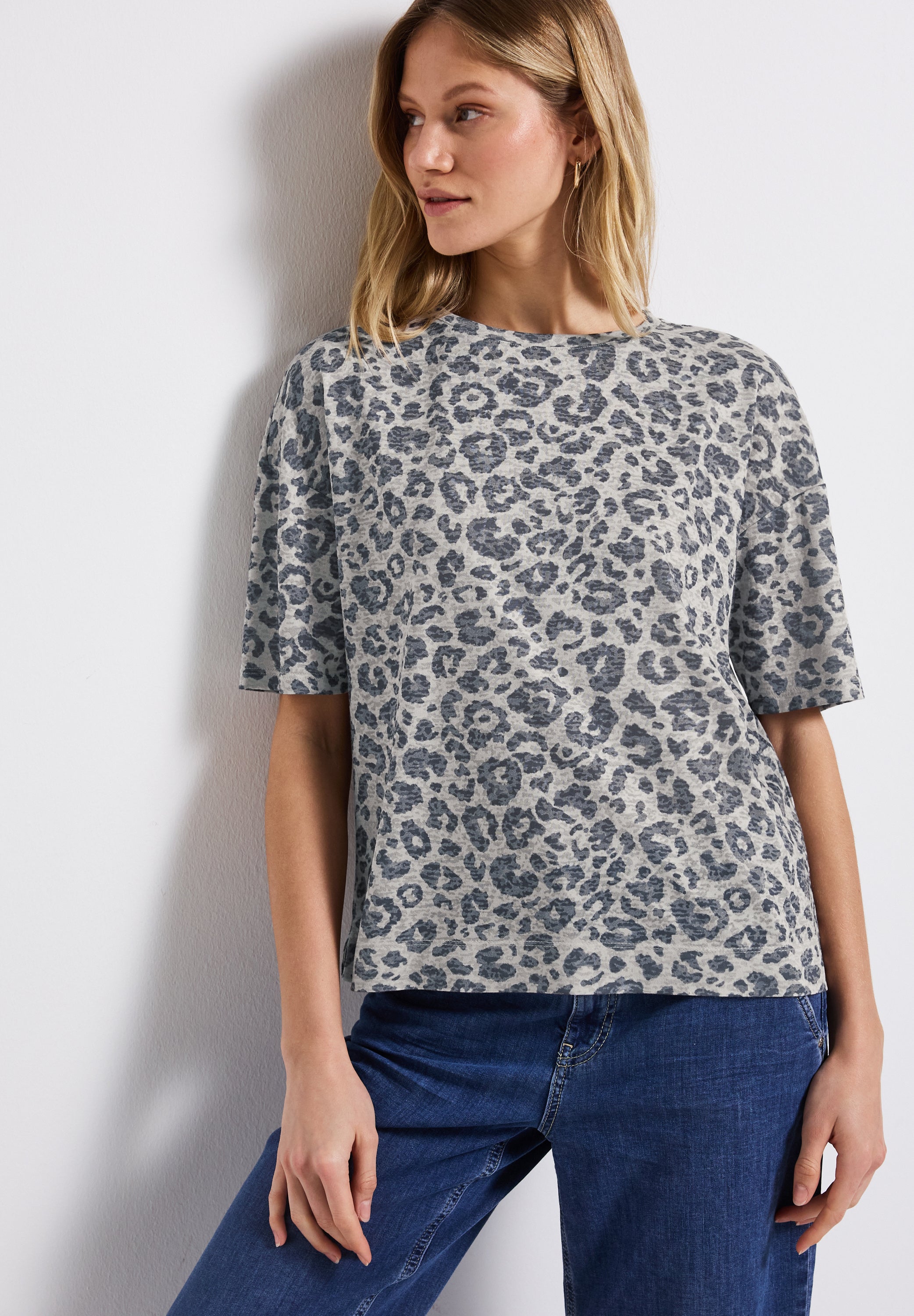 Street One Ausbrenner-Shirt mit Leo-Muster Damen luftig leicht