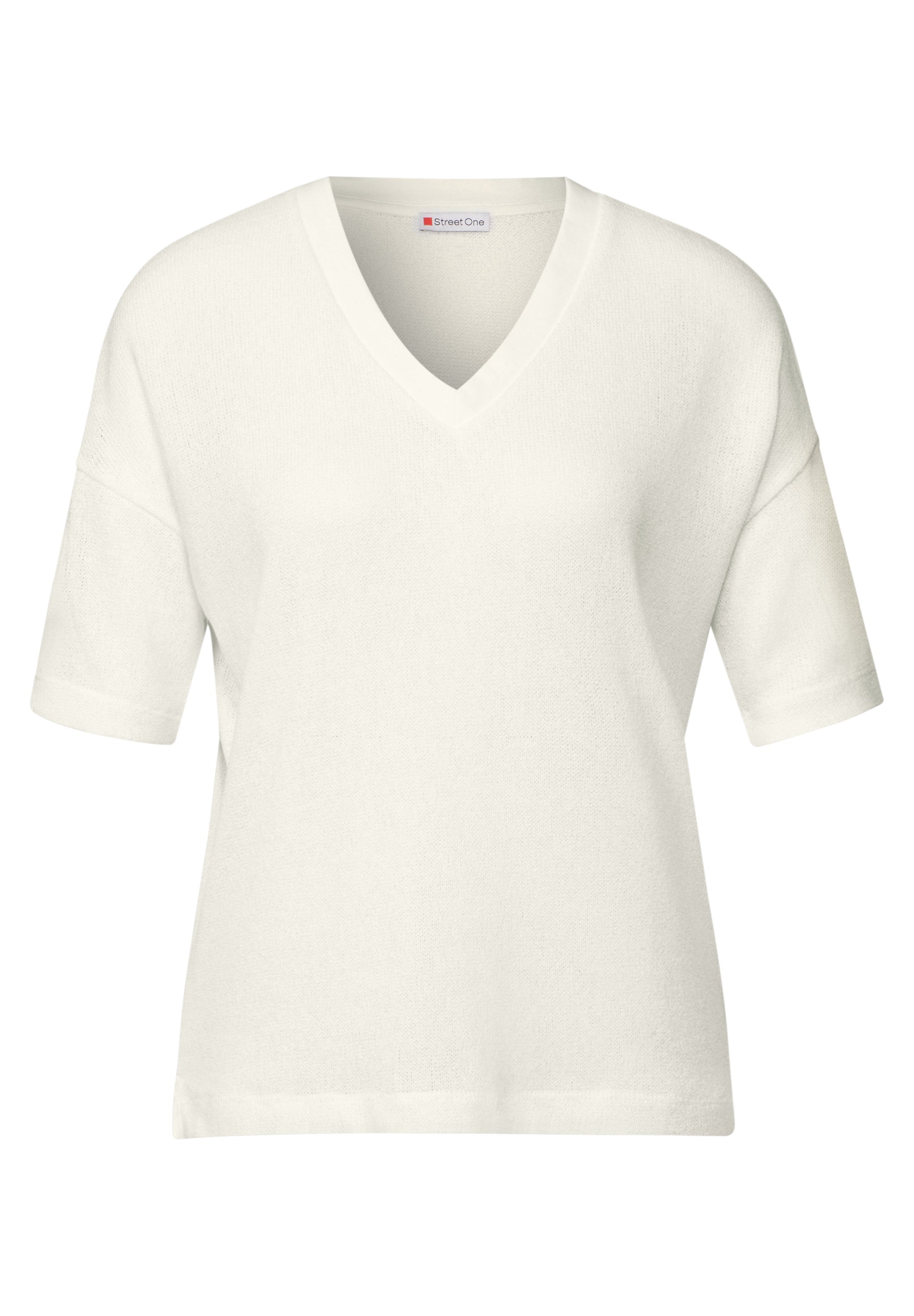 Street One Strick-Look T-Shirt Damen V-Ausschnitt Bequem