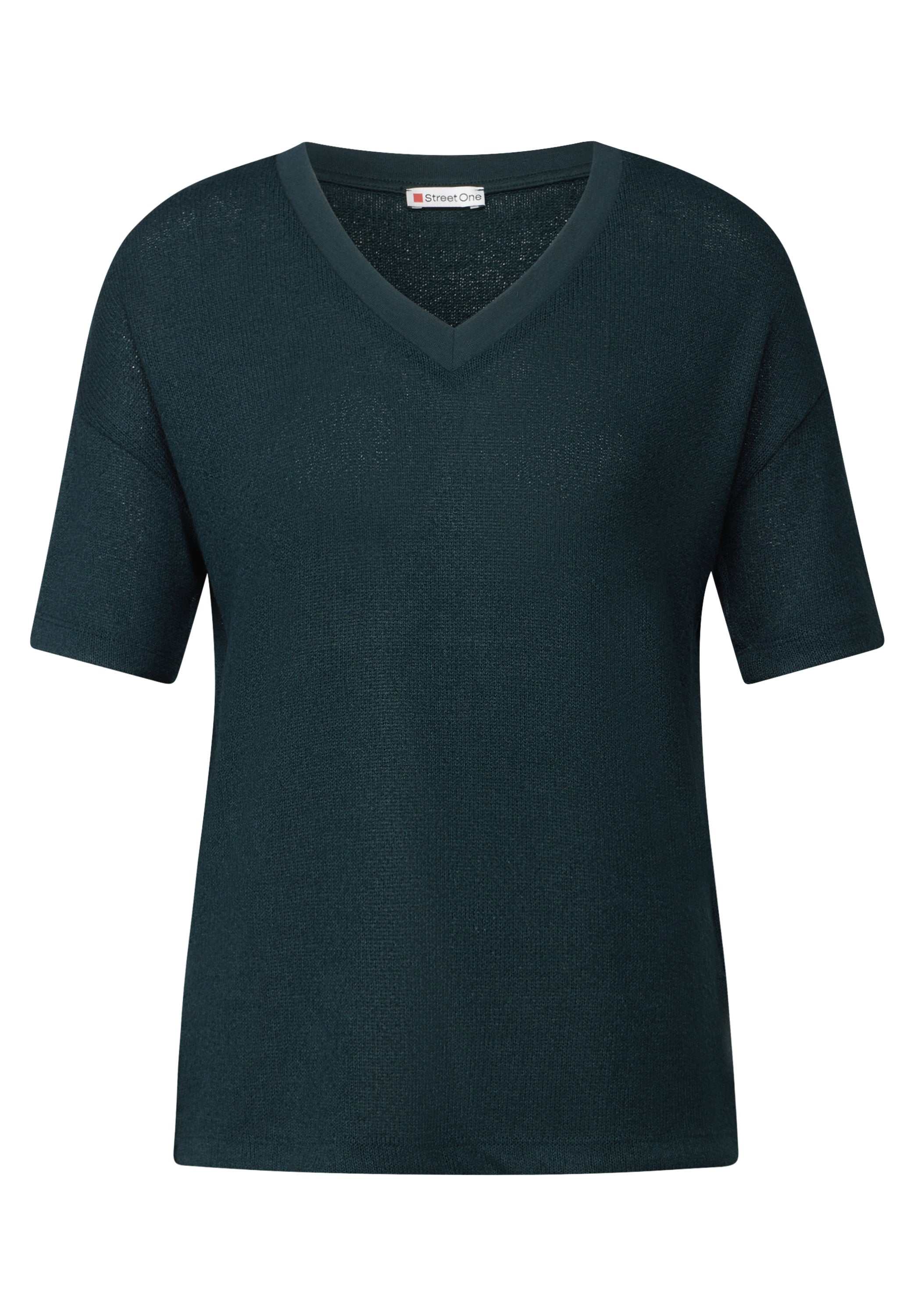 Street One Strick-Look T-Shirt Damen V-Ausschnitt Bequem