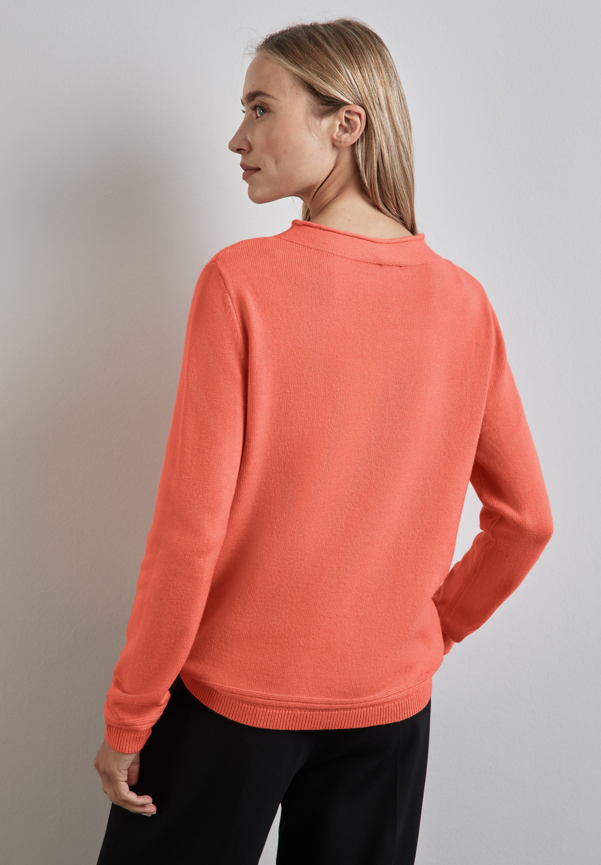 Street One Pullover Damen Gerollter Saum Langarm Bequem