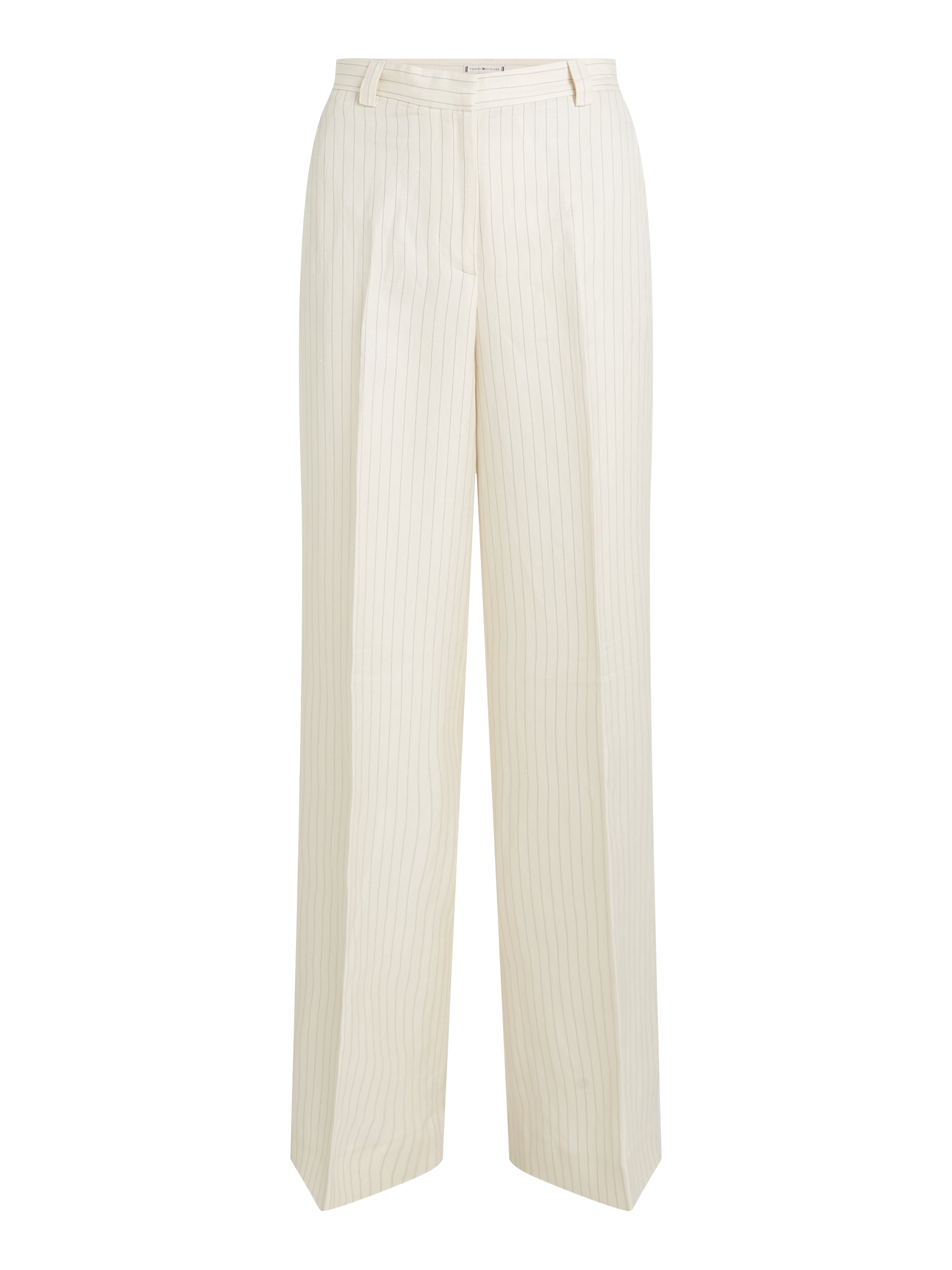 Theur VISCOSE LINEN WIDE LEG PANTS Damen cream/ grey pinstripe