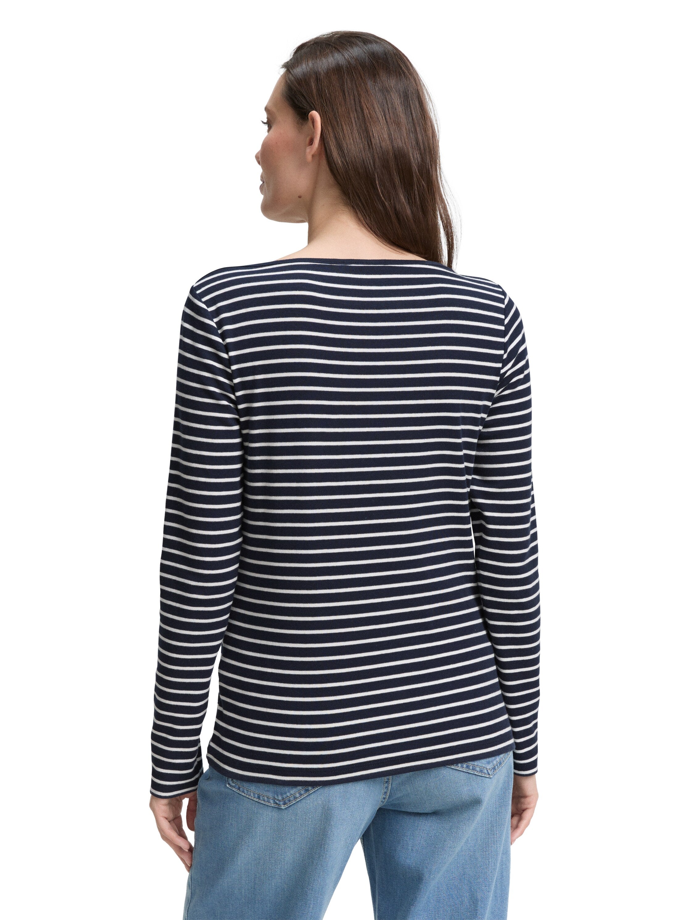 Tom Tailor Damen Langarmshirt U-Boot-Ausschnitt Baumwolle Elasthan