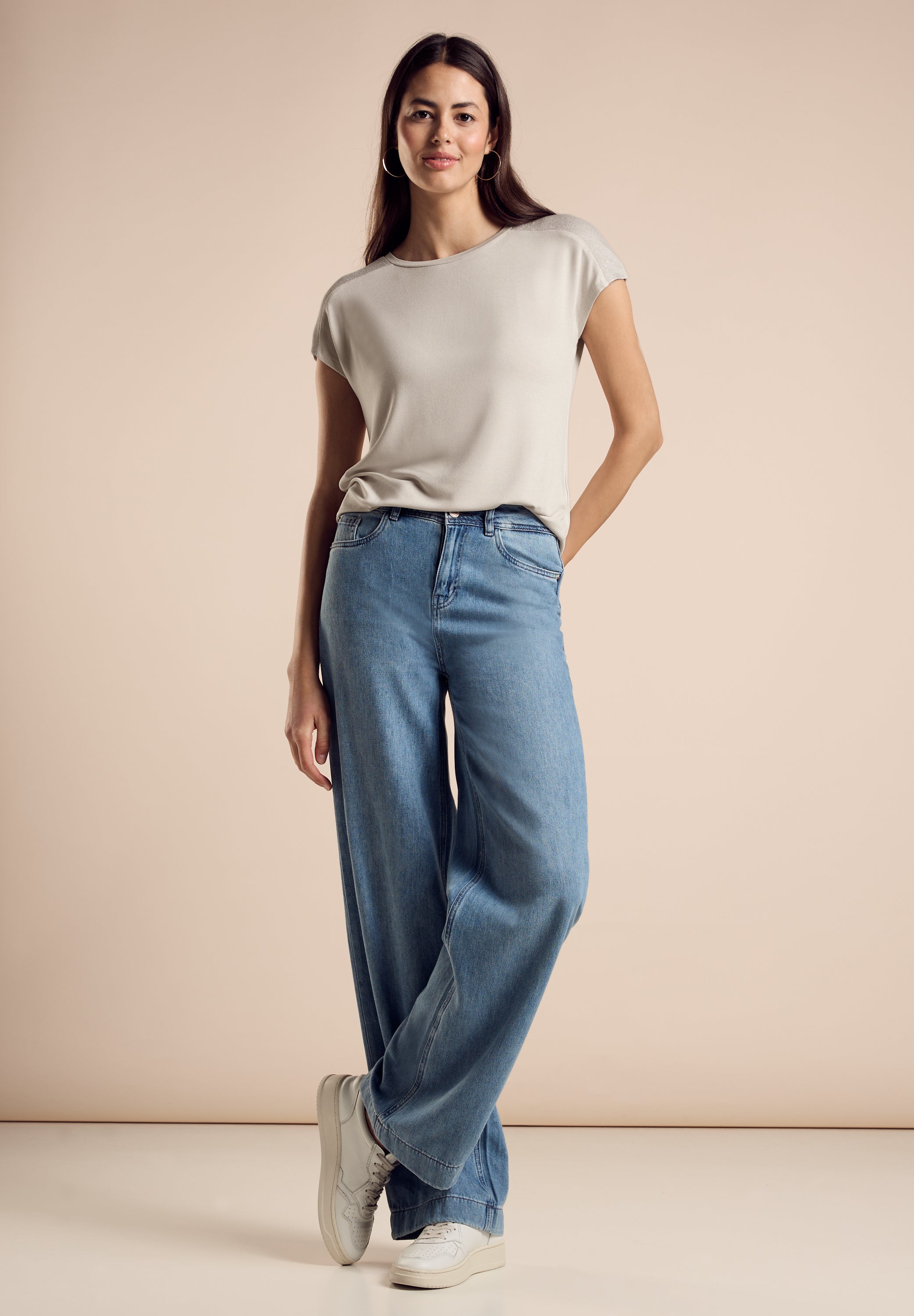 Street One T-Shirt Damen Glanz-Detail Elegant
