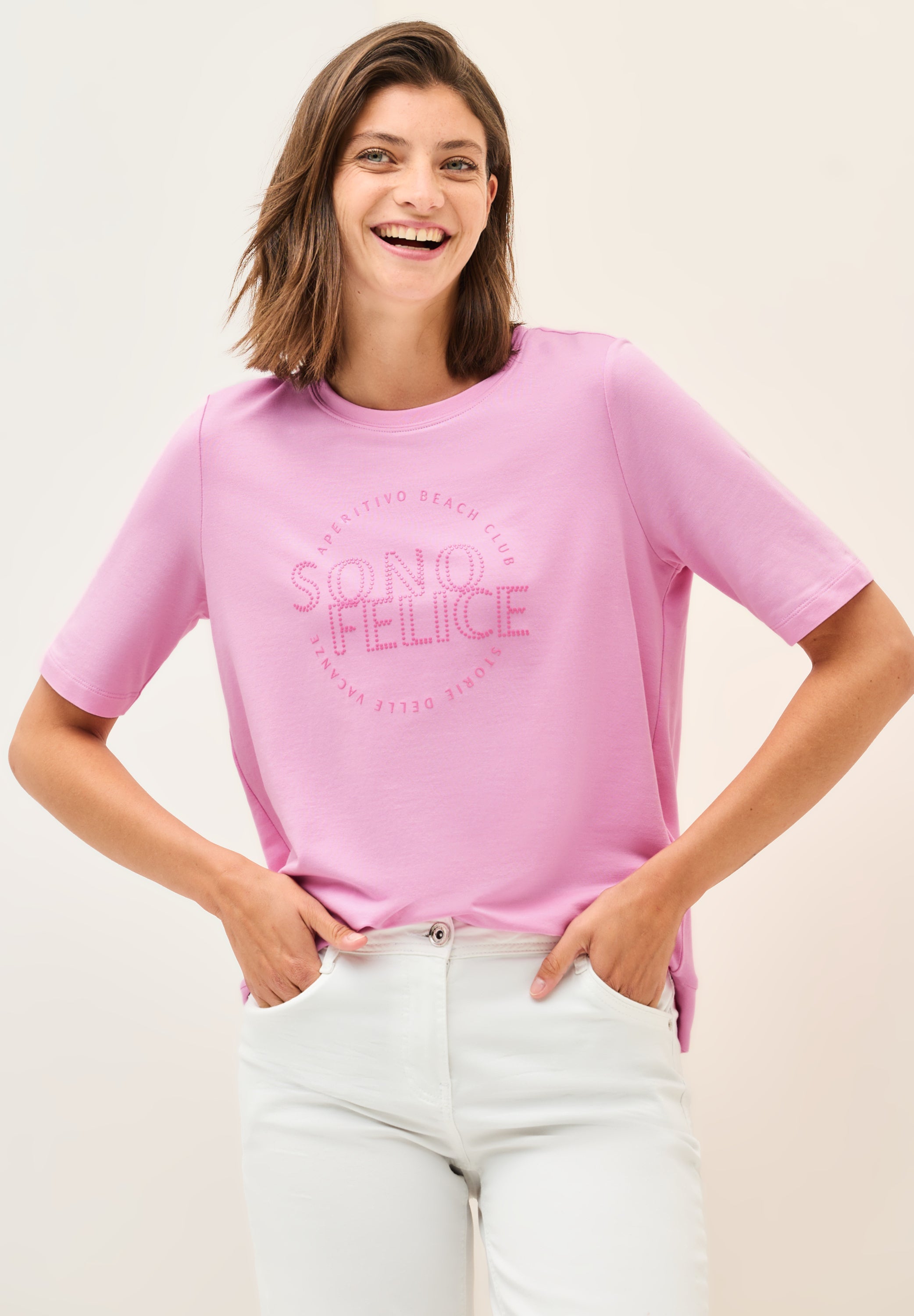 CECIL Shirt Damen Wording Artwork Sommerlicher Look
