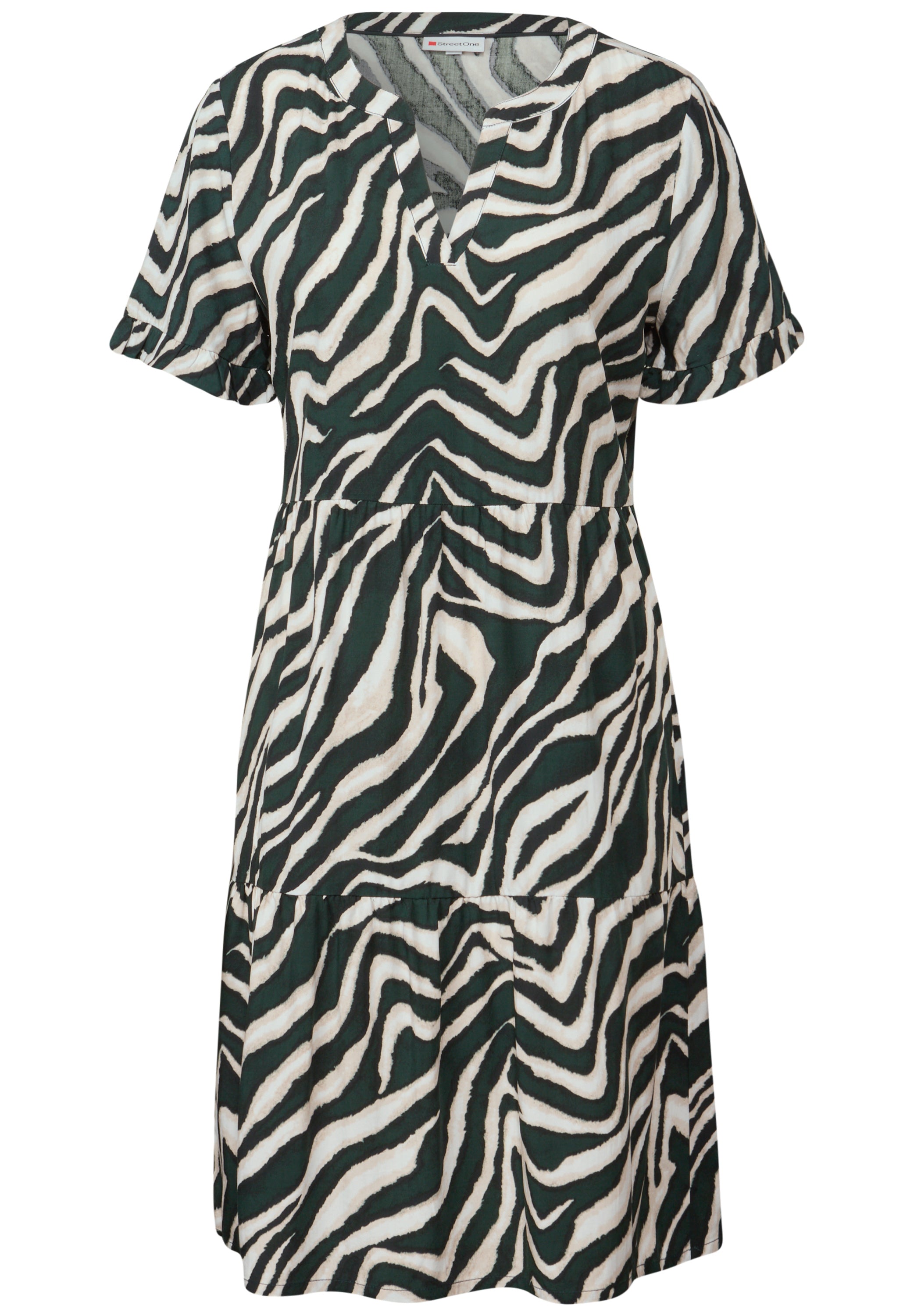 Street One Tunika-Kleid Damen mit grafischem Muster und geschlitztem Ausschnitt