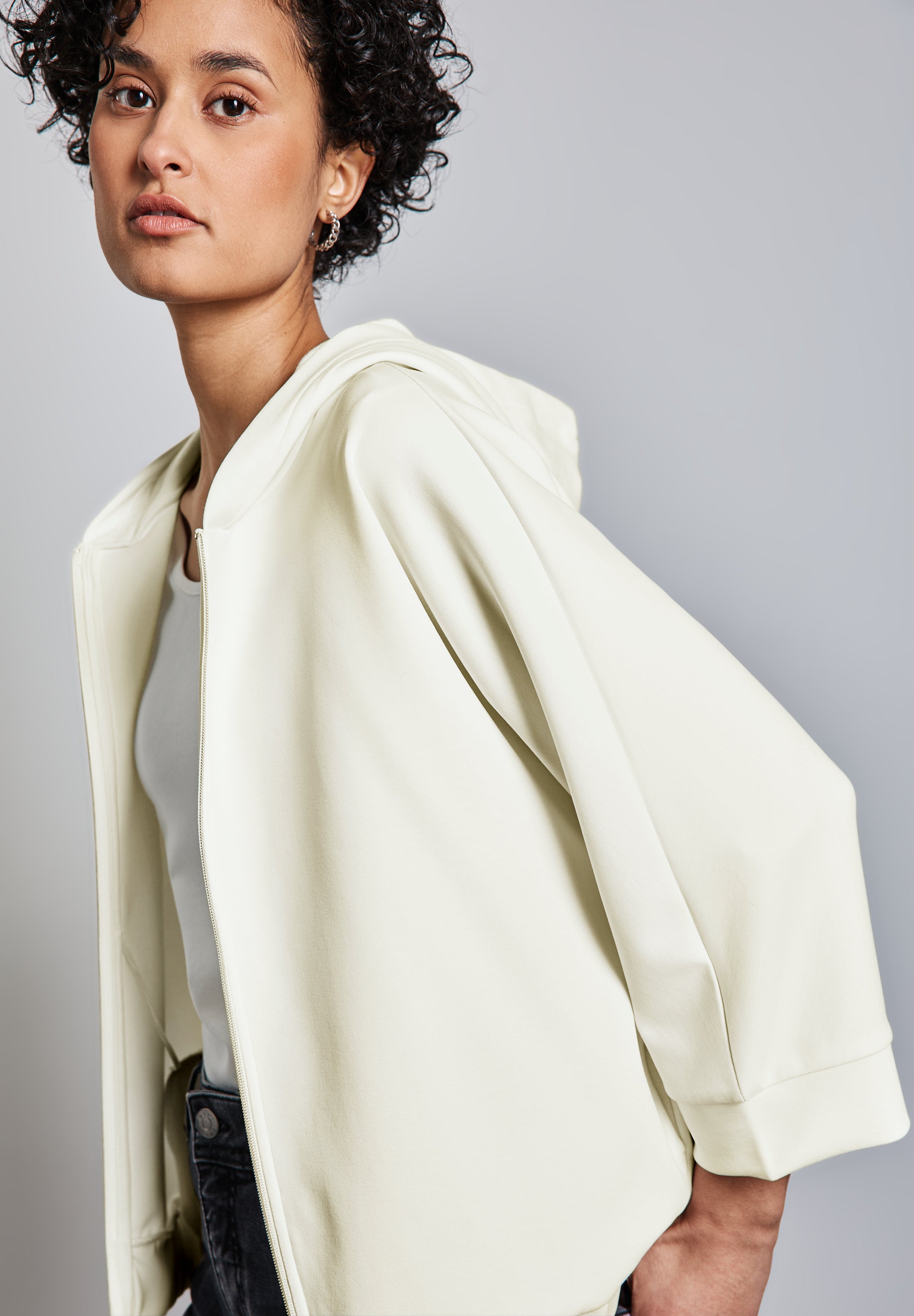 Street One Silk-Look Hoodie Jacke Damen Leicht Stretch