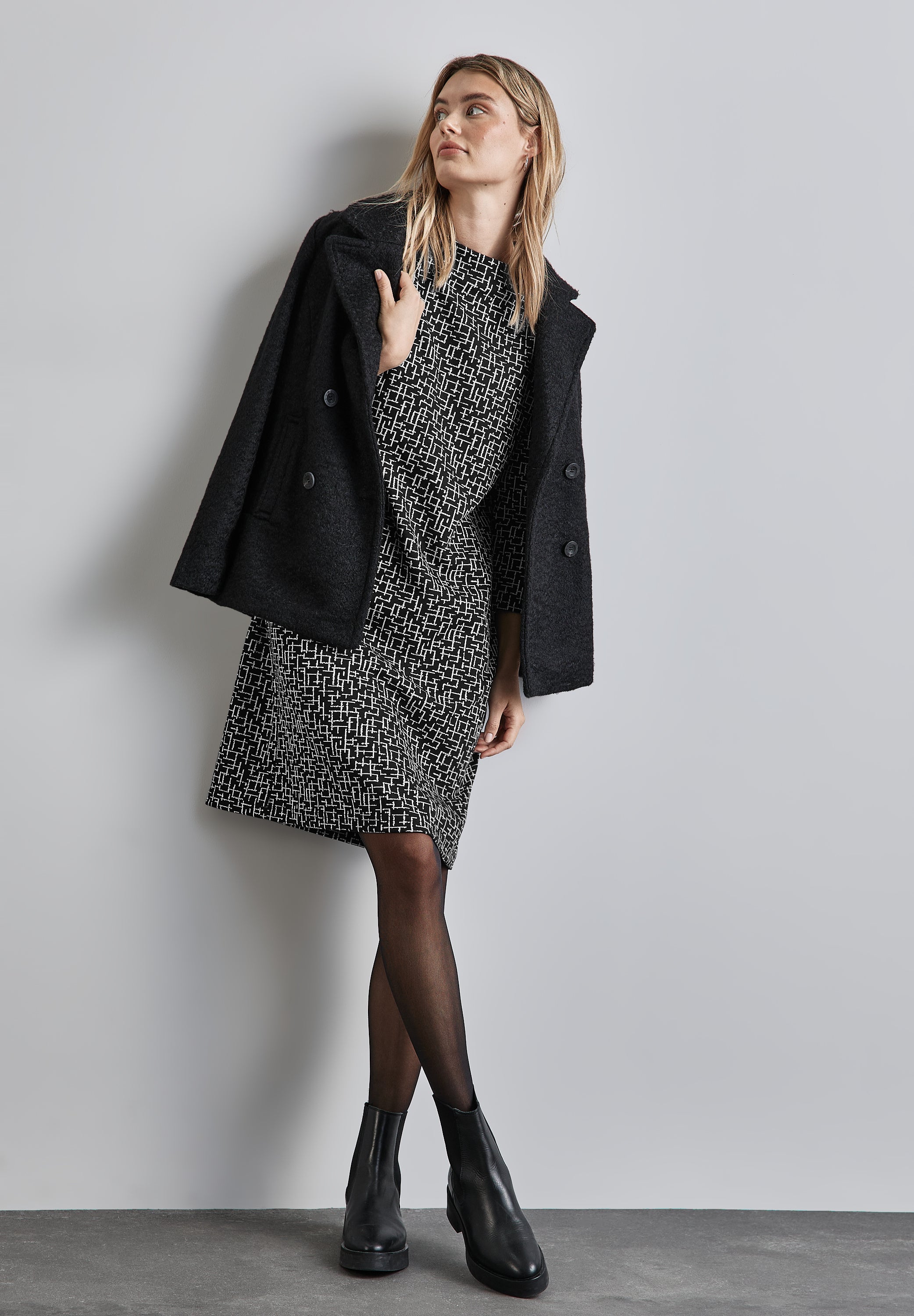 Street One T-Shirt-Kleid Damen Gemustert Langarm Stretch