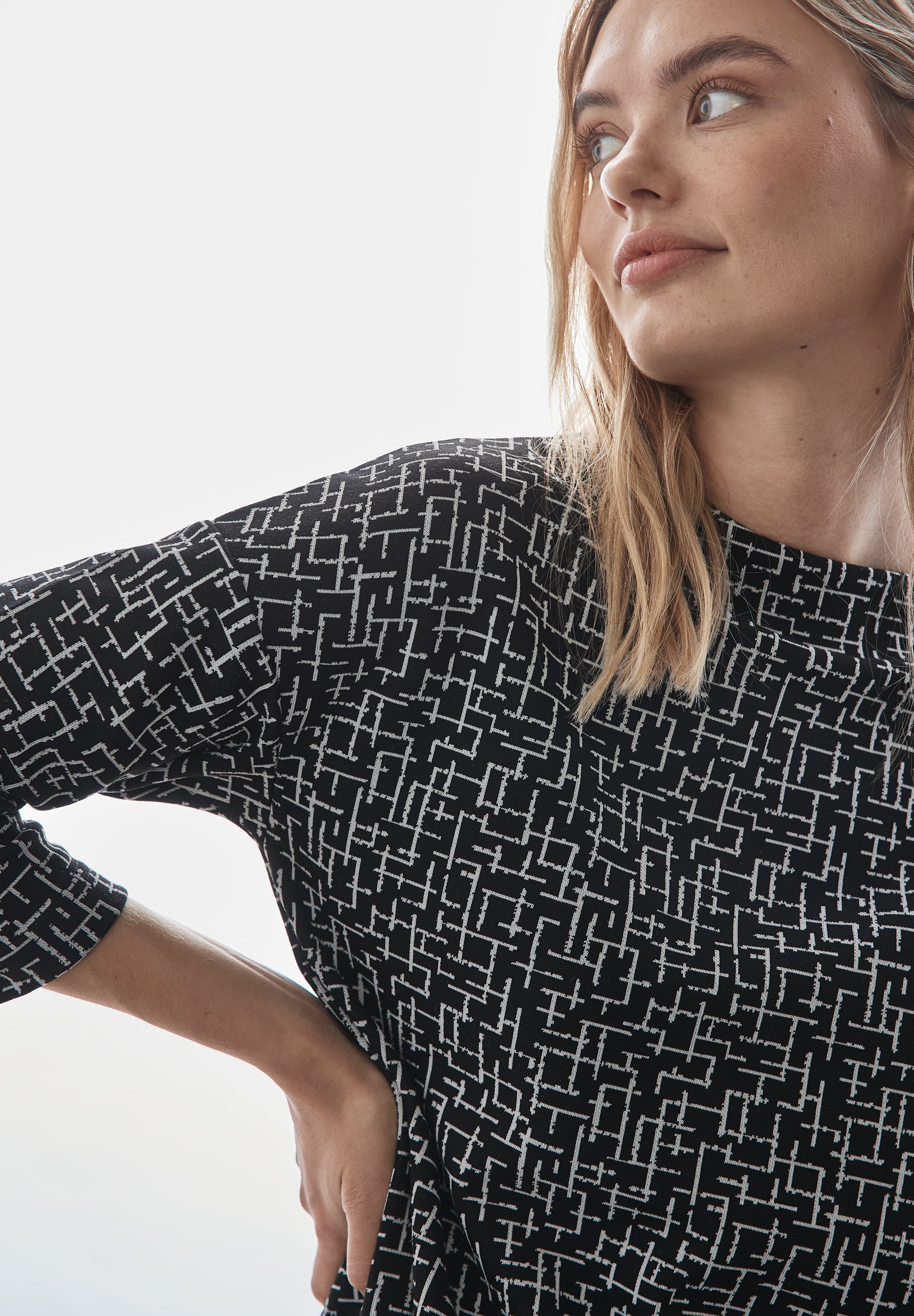 Street One T-Shirt-Kleid Damen Gemustert Langarm Stretch