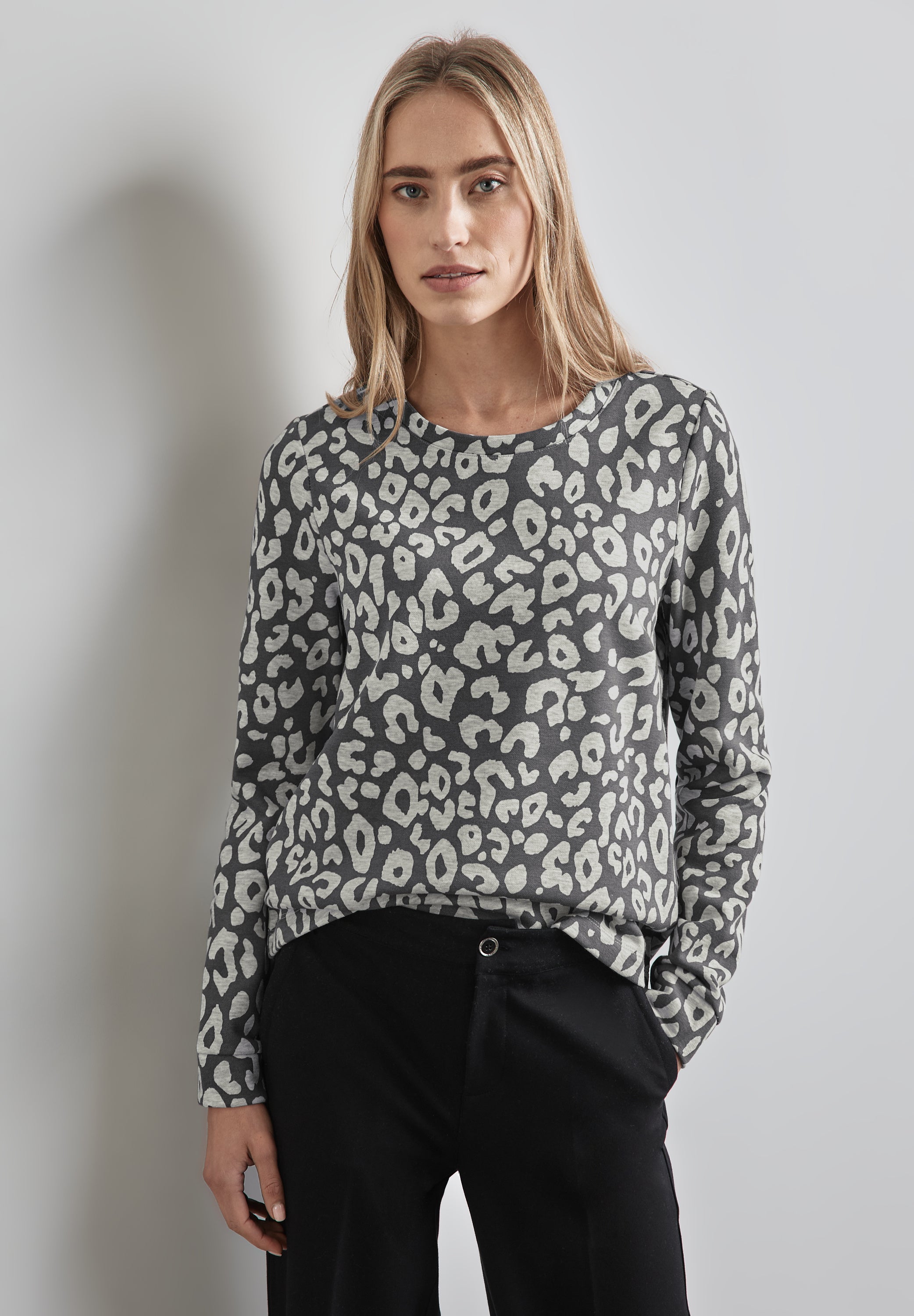 Street One Sweatshirt Damen Leo-Look Tragekomfort Baumwollmix