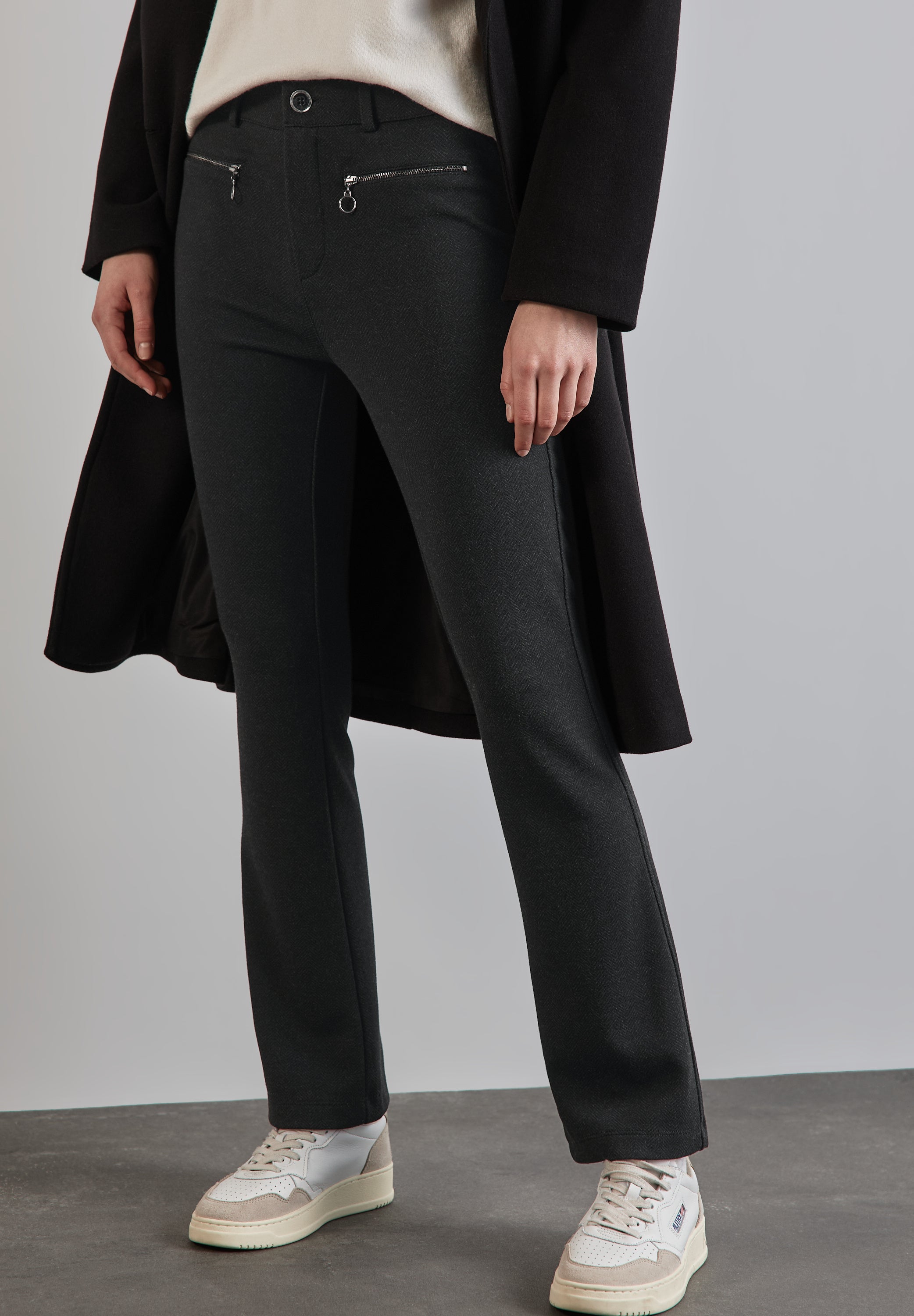 Street One Bootcut Hose Damen Herringbone-Slim Fit