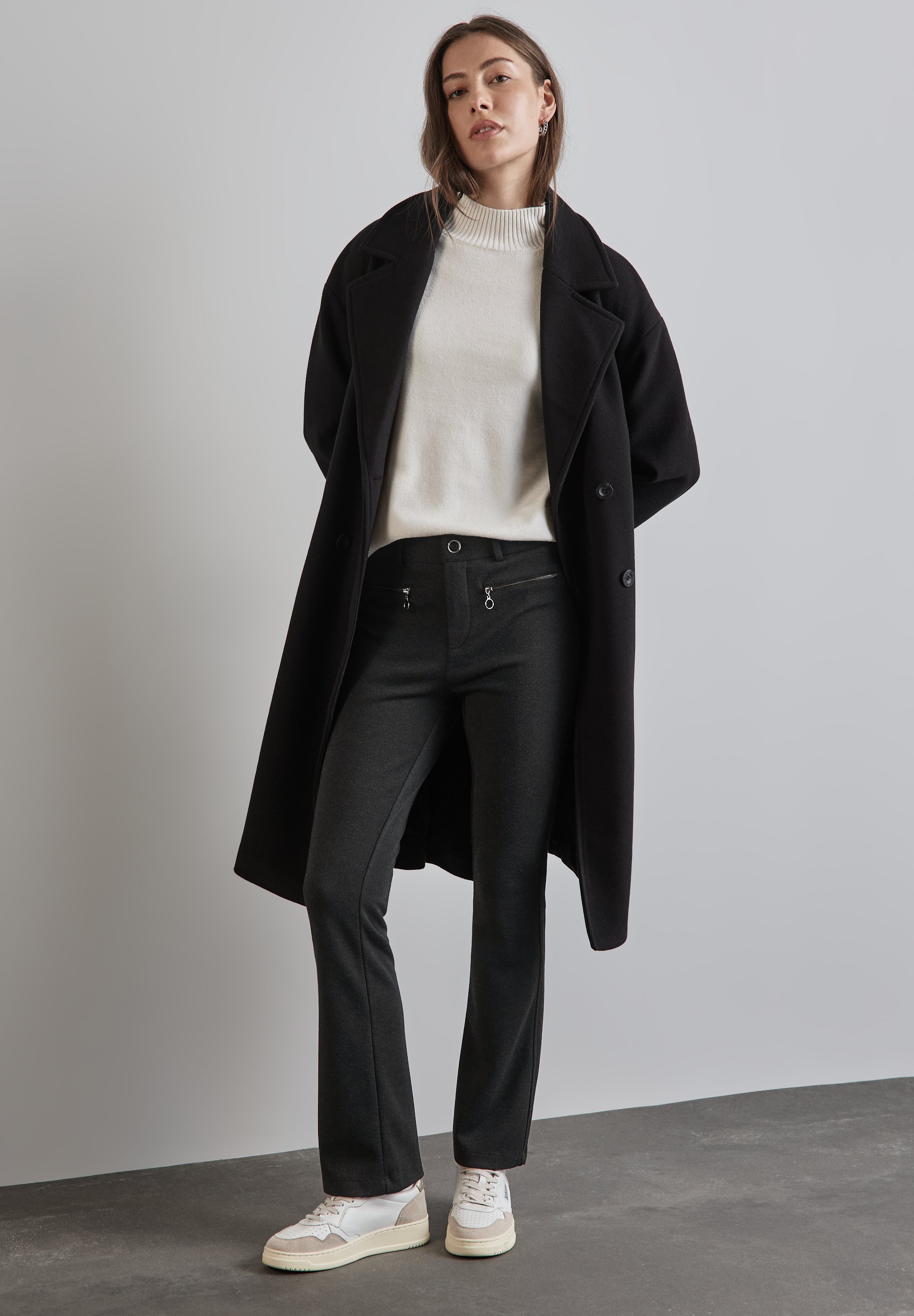 Street One Bootcut Hose Damen Herringbone-Slim Fit