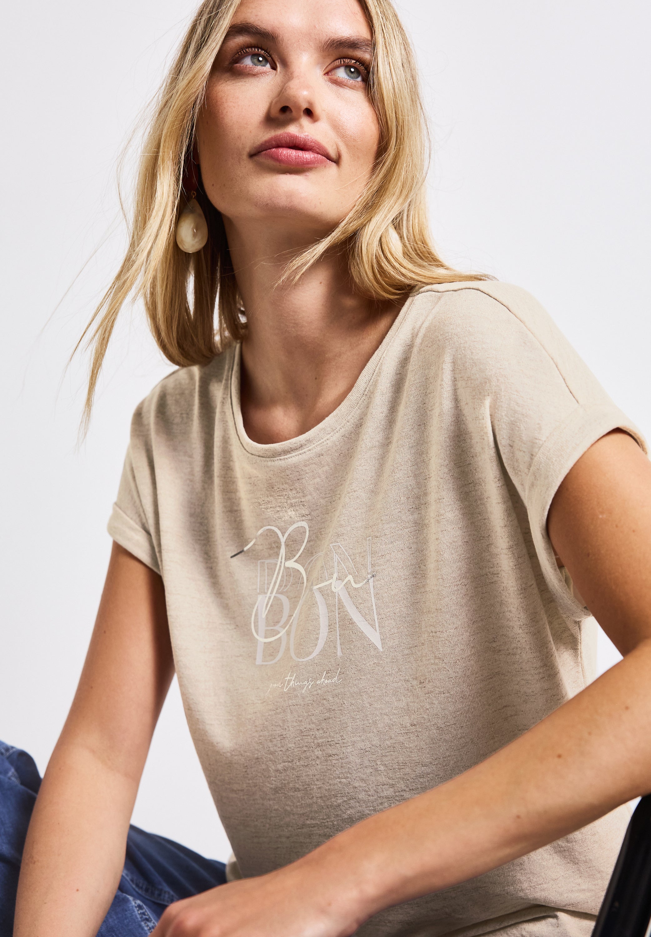 Street One T-Shirt Damen lässiges Wording Rundhalsausschnitt