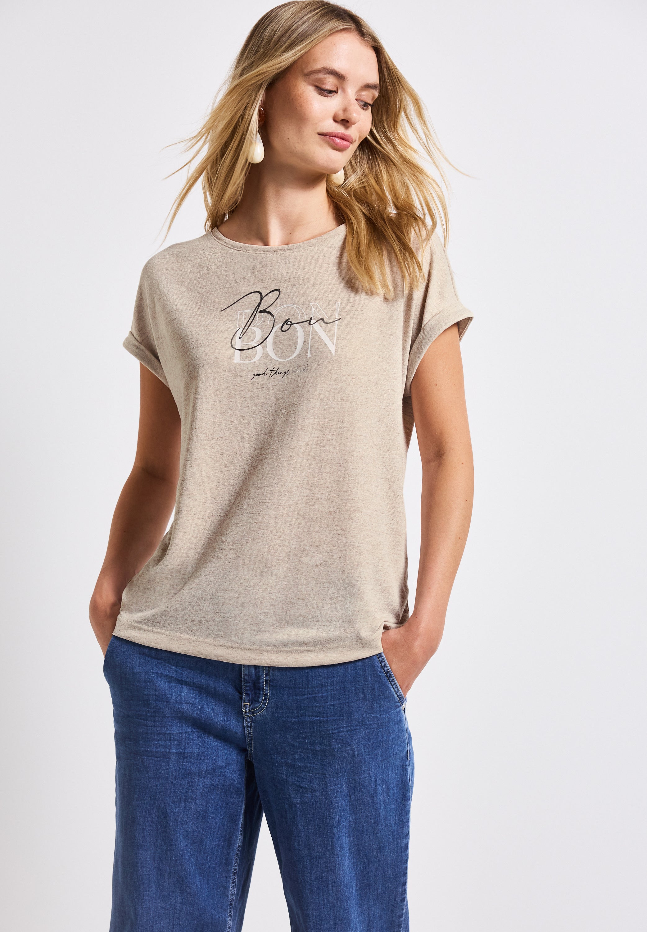 Street One T-Shirt Damen lässiges Wording Rundhalsausschnitt