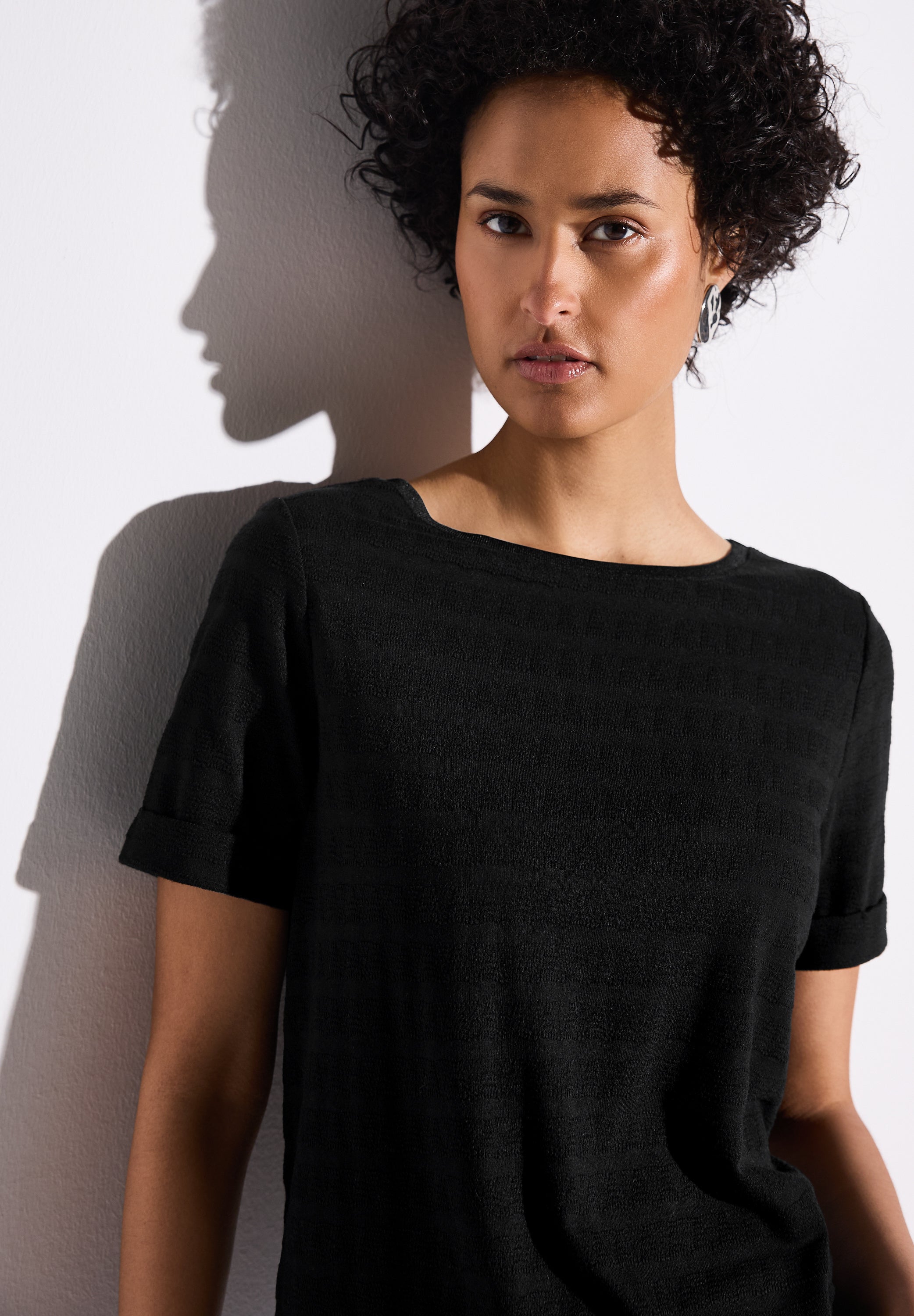 Street One Strukturshirt Damen eleganter U-Boot-Ausschnitt