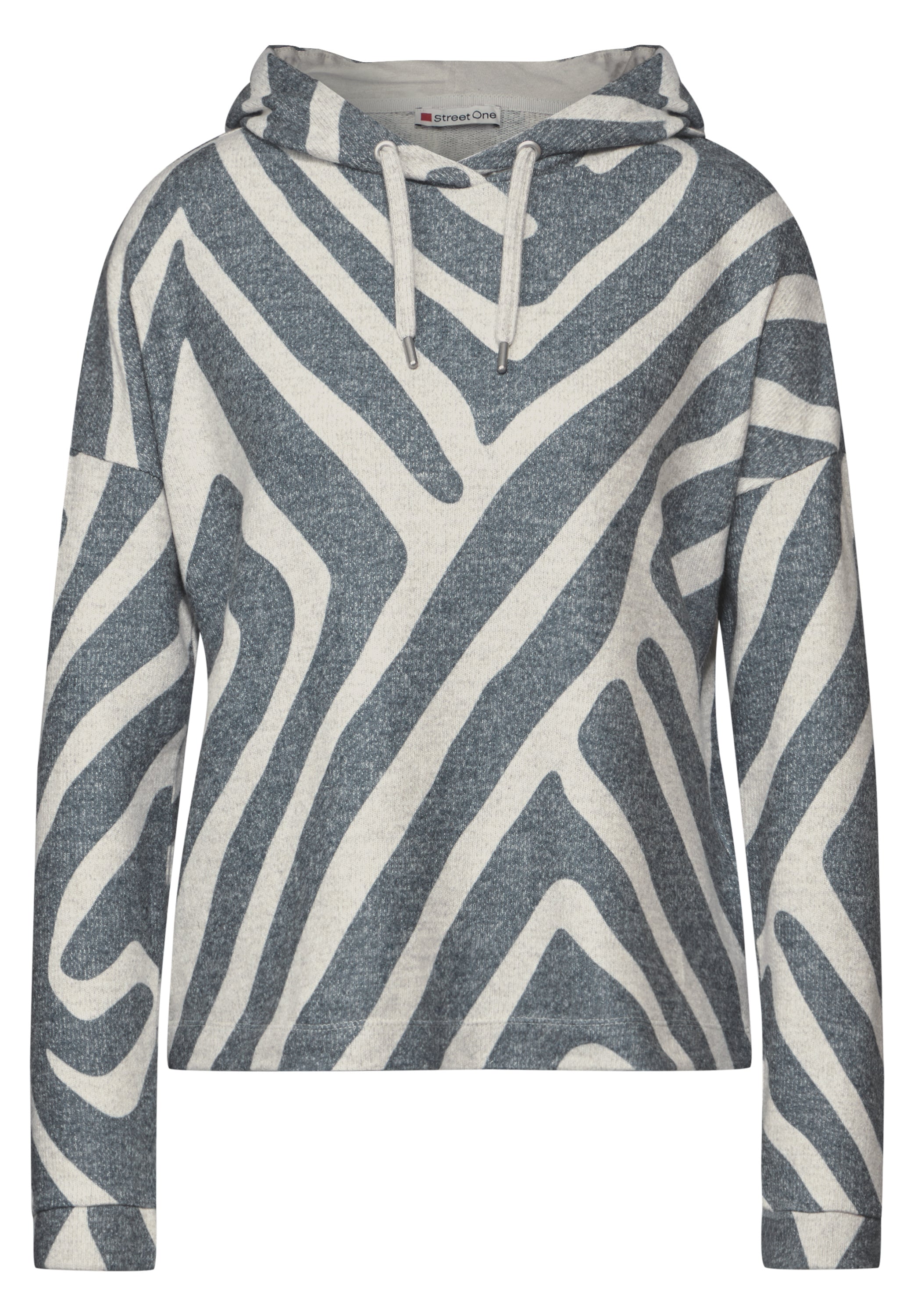 Street One Hoodie-Shirt Damen Geometrisches Muster Kapuze Elastische Bündchen