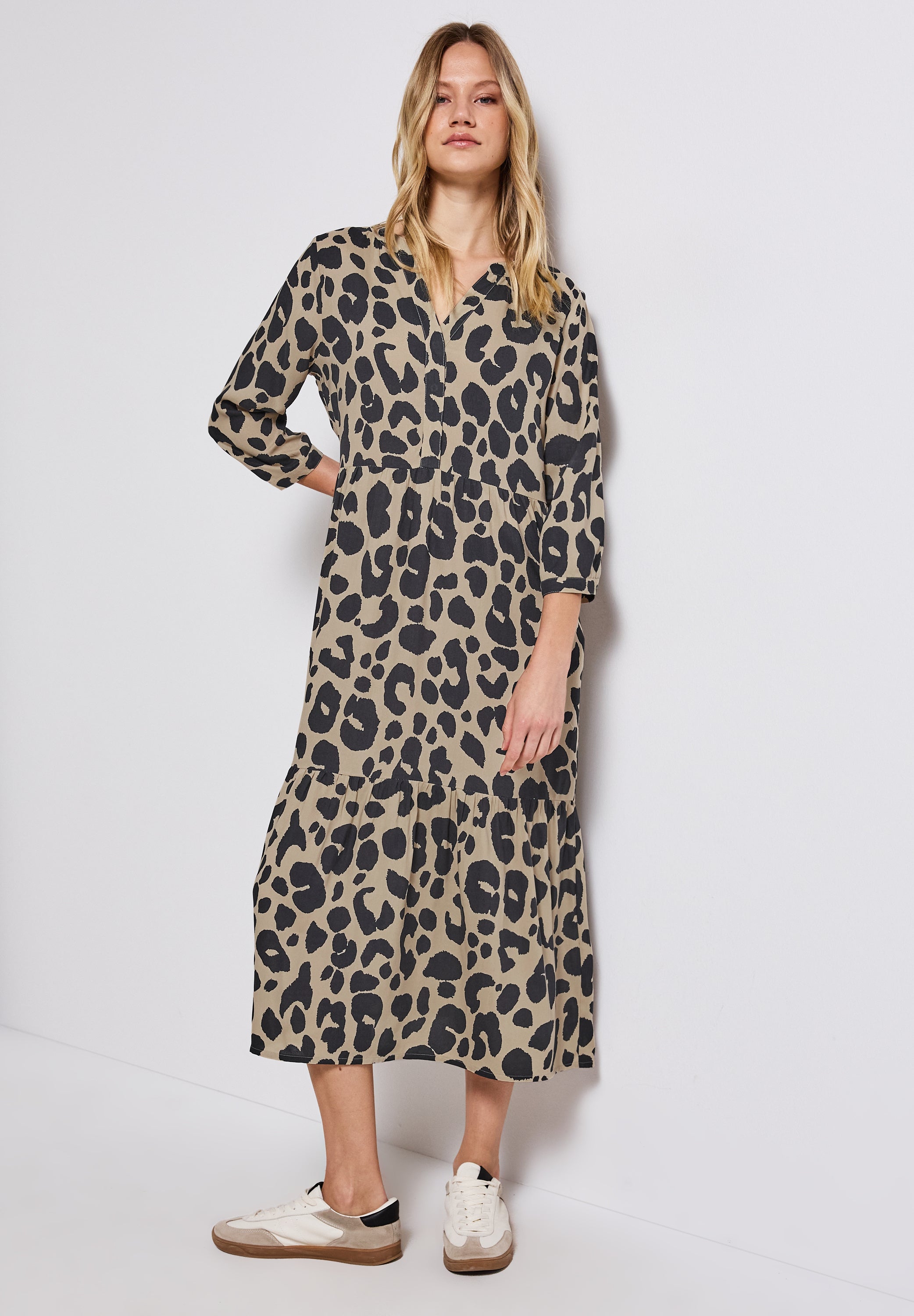Street One Volant-Kleid Damen Animal Print Sommerkleid