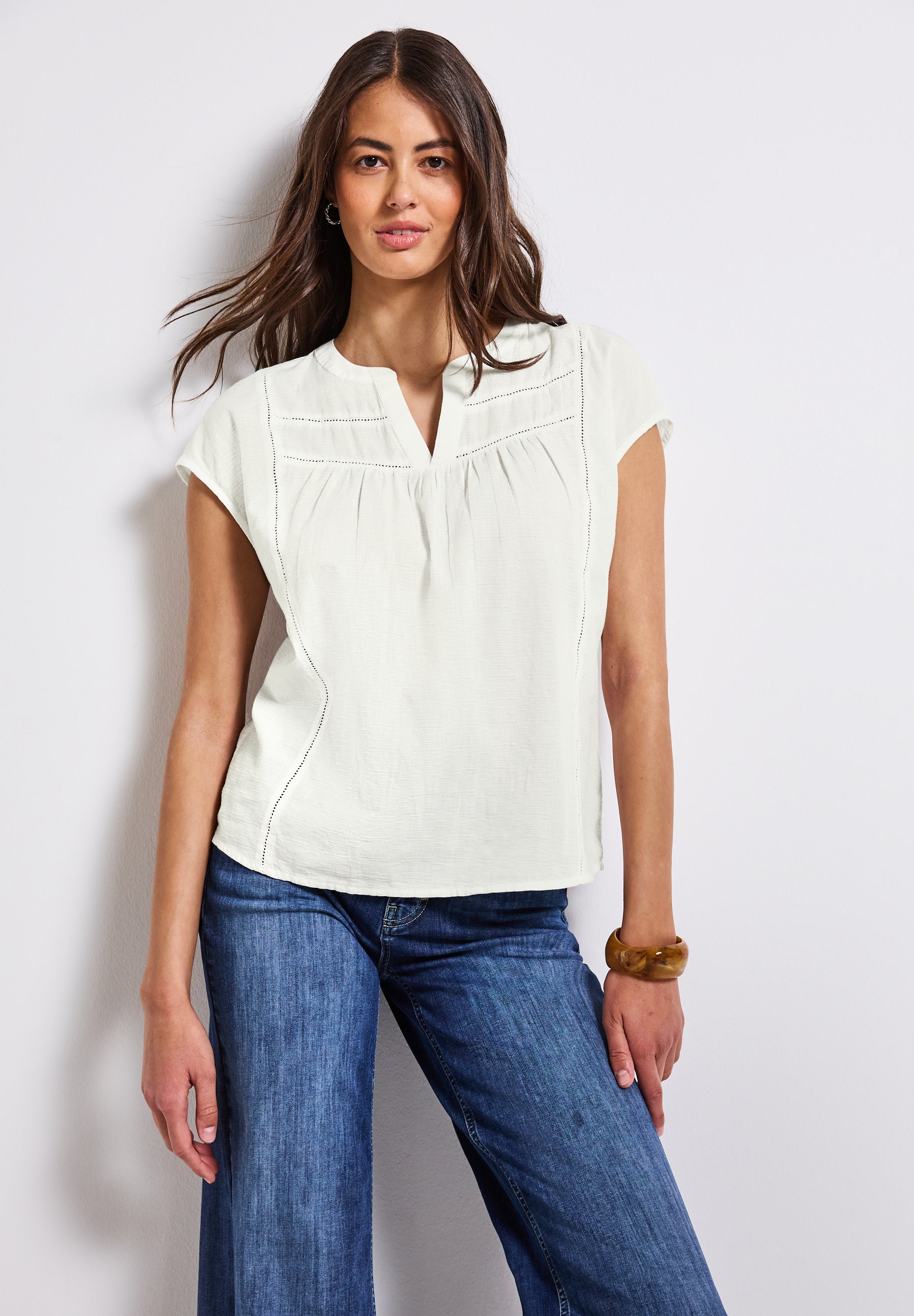 Street One Bluse Damen luftig mit dekorativen Tape-Details