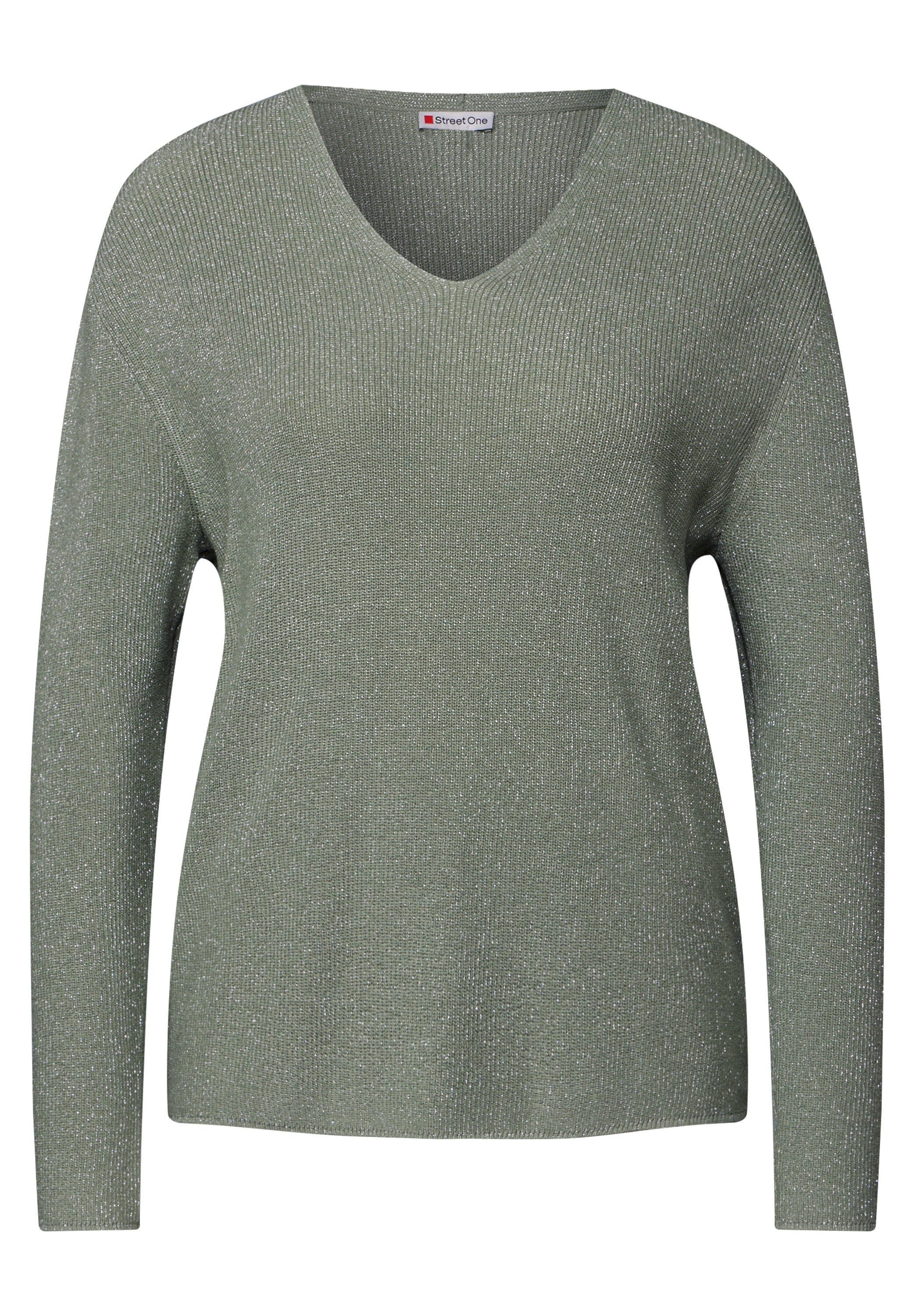 Street One Strickpullover Damen mit glitzernden Details und V-Ausschnitt