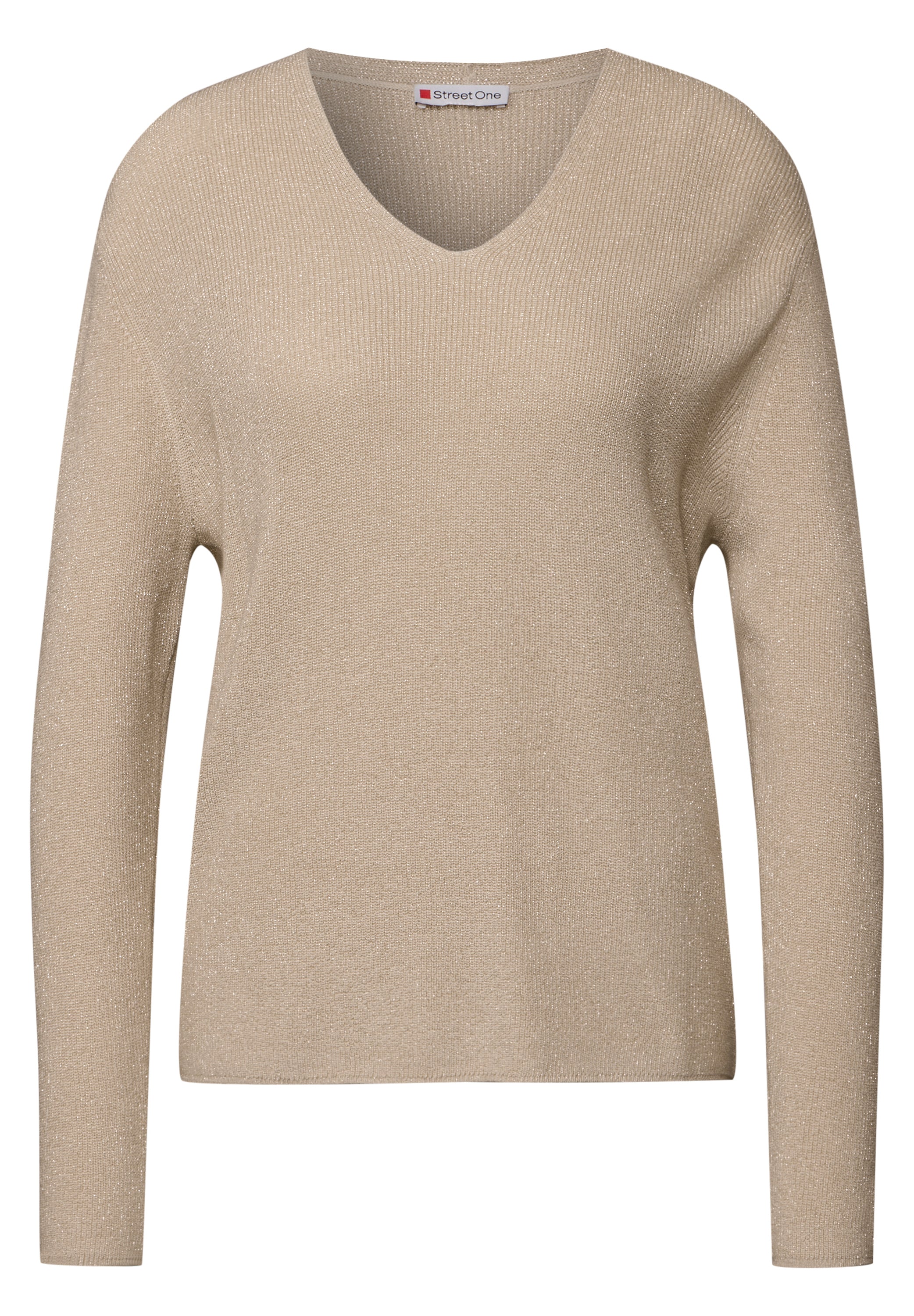 Street One Strickpullover Damen mit glitzernden Details und V-Ausschnitt