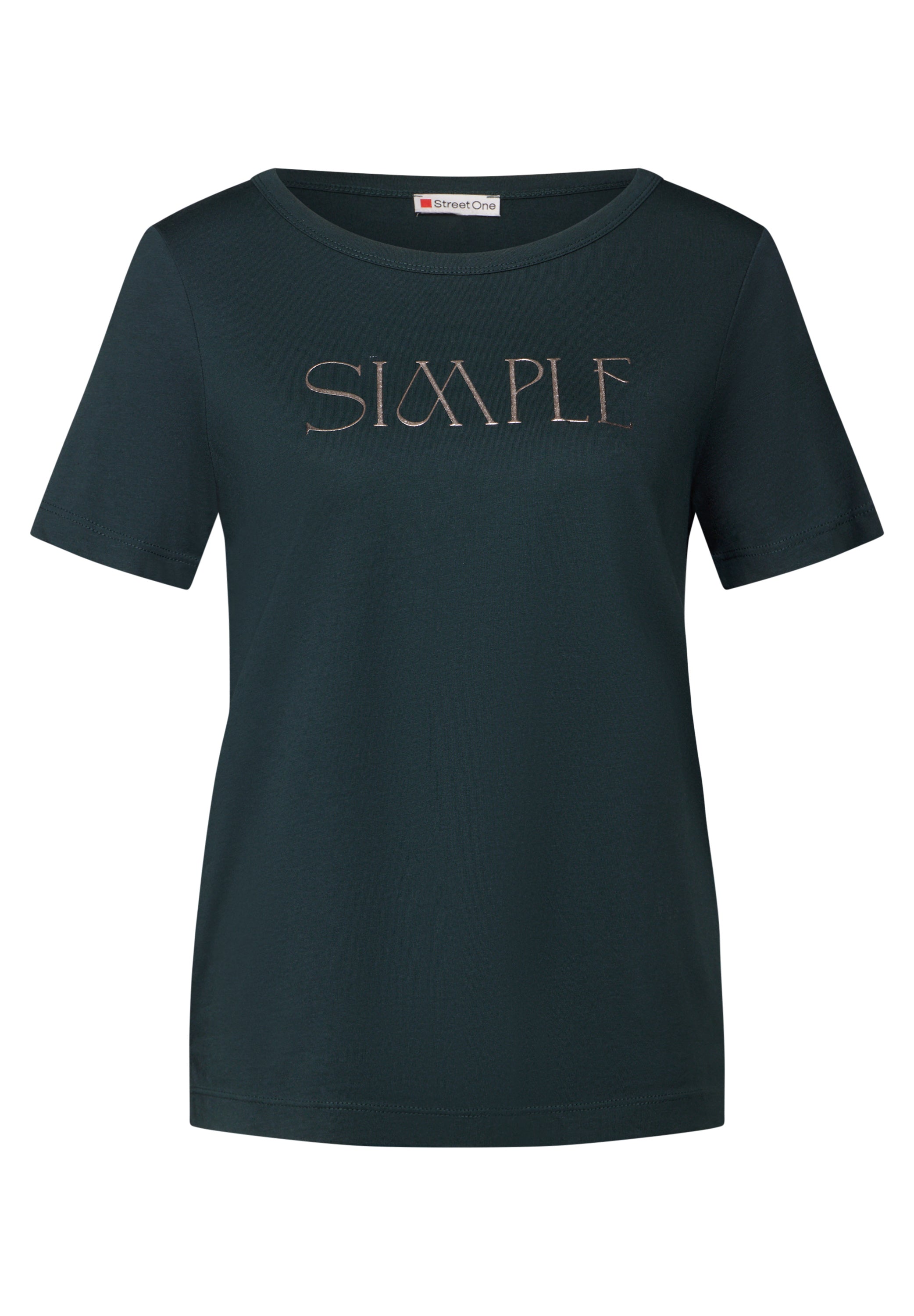 Street One Damen T-Shirt Glänzendes Wording-Print Baumwoll-Modalmix