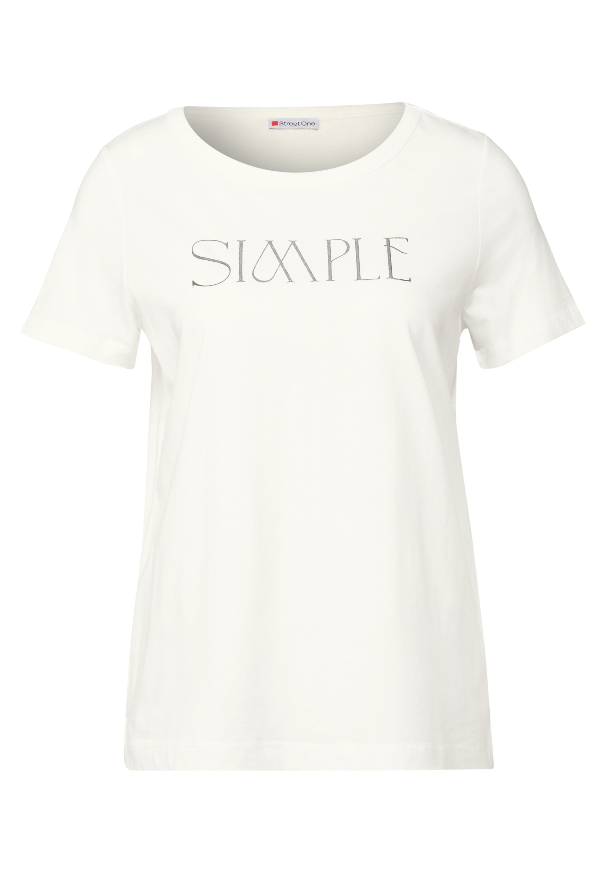 Street One Damen T-Shirt Glänzendes Wording-Print Baumwoll-Modalmix