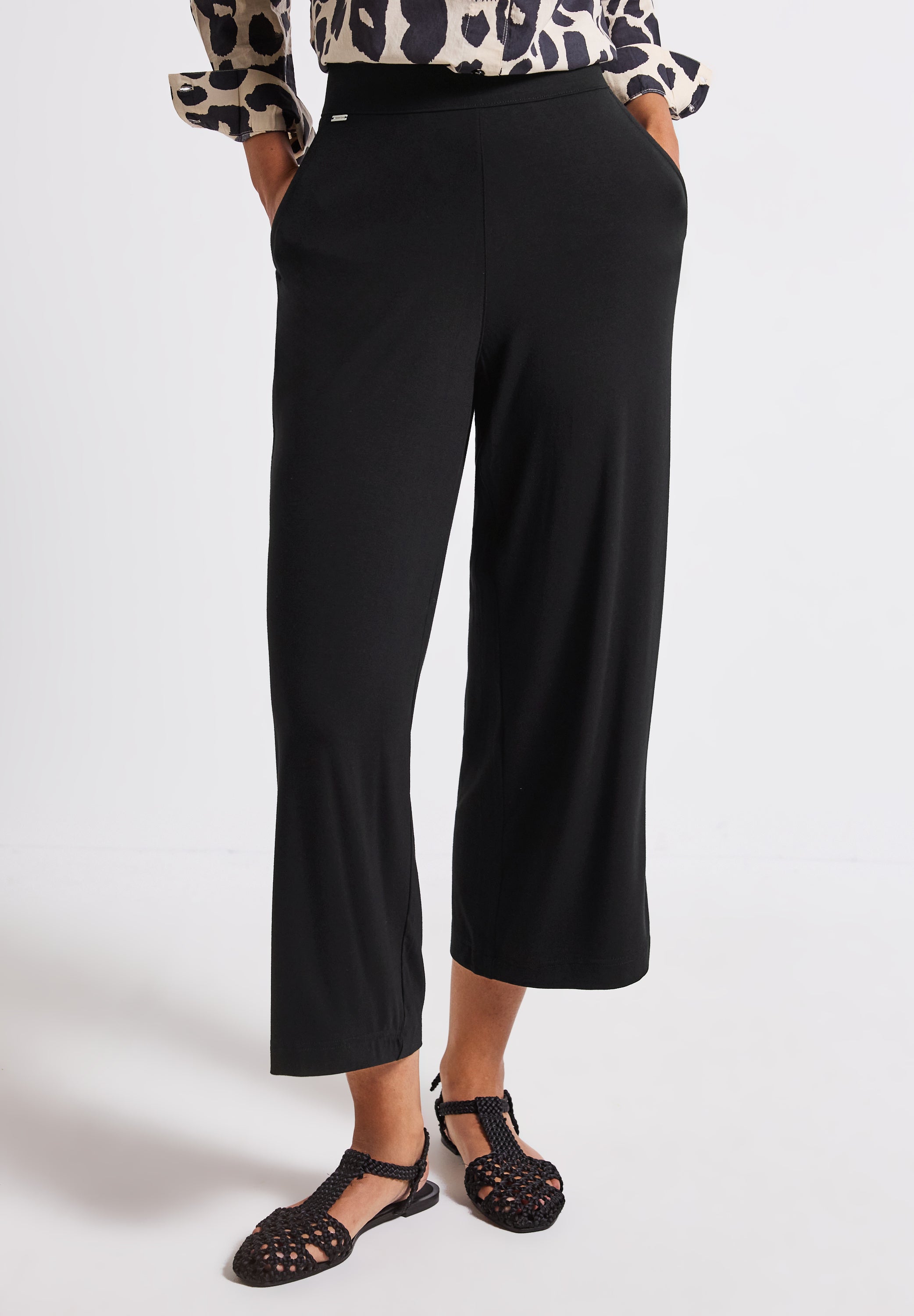 Street One Emee Wide Leg Jersey-Hose Damen Sommerhose High Waist Loose Fit