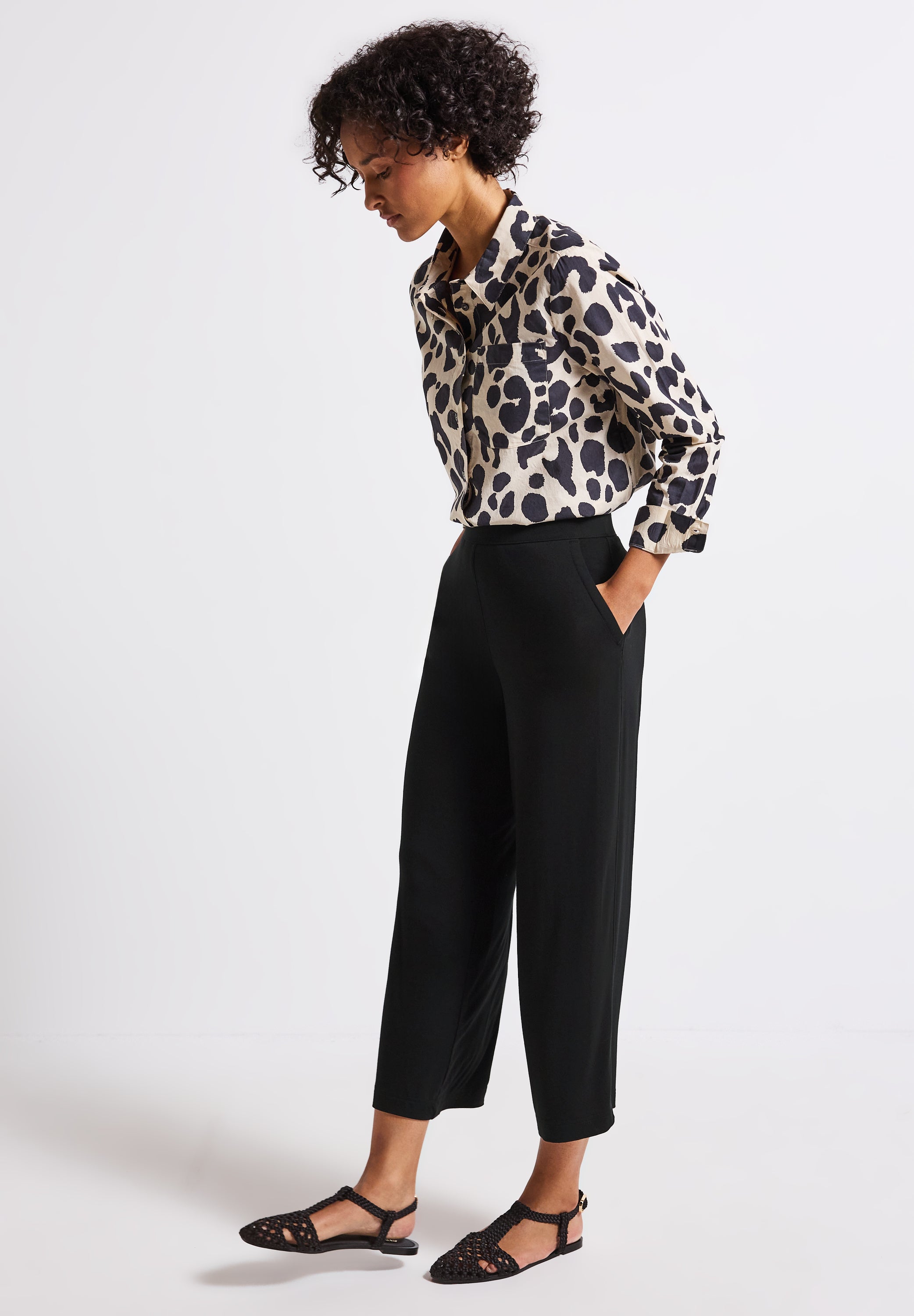 Street One Emee Wide Leg Jersey-Hose Damen Sommerhose High Waist Loose Fit