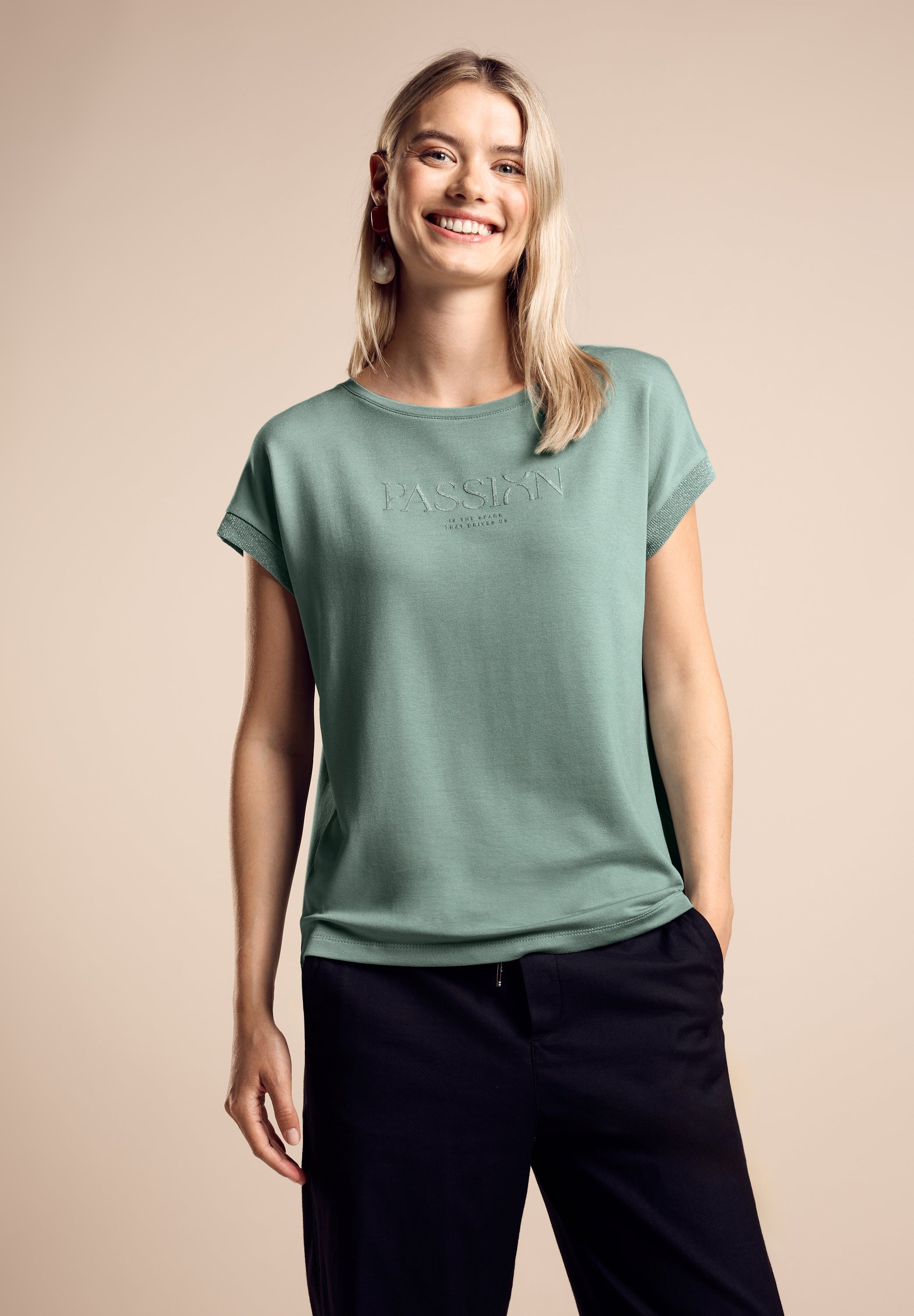 Street One Kurzarmshirt Damen mit Schriftzug Weich und bequem