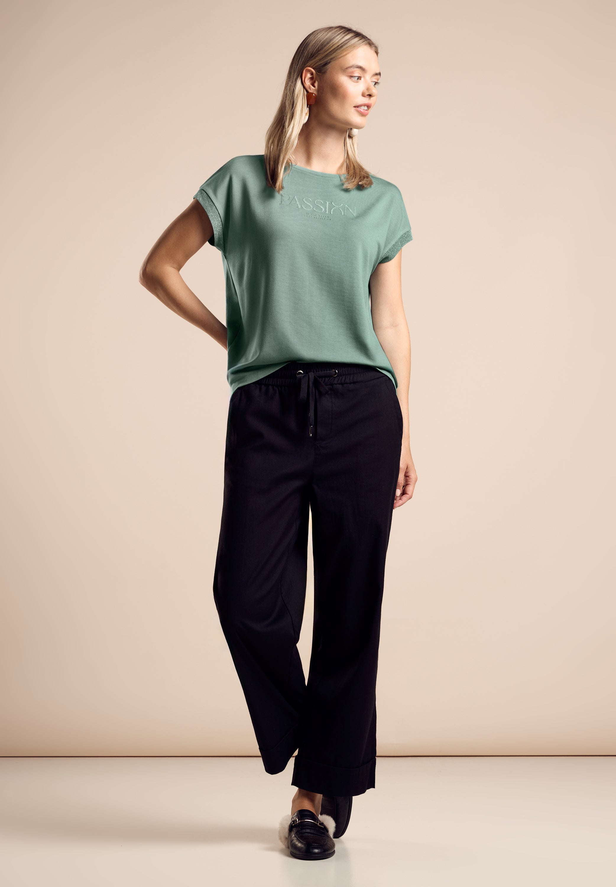 Street One Kurzarmshirt Damen mit Schriftzug Weich und bequem