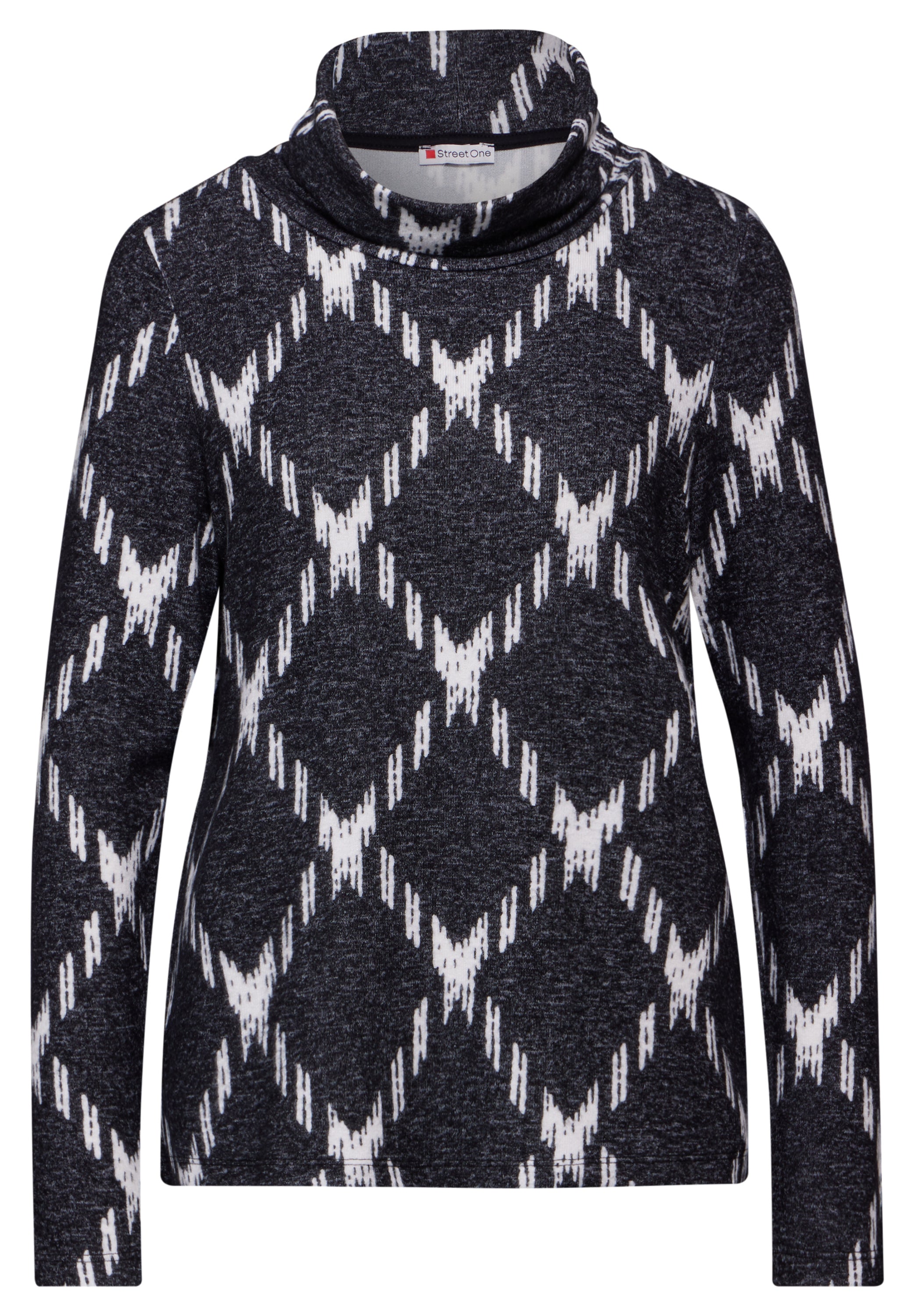 Street One Langarmshirt Rollkragen Damen Karomuster Viskosemix