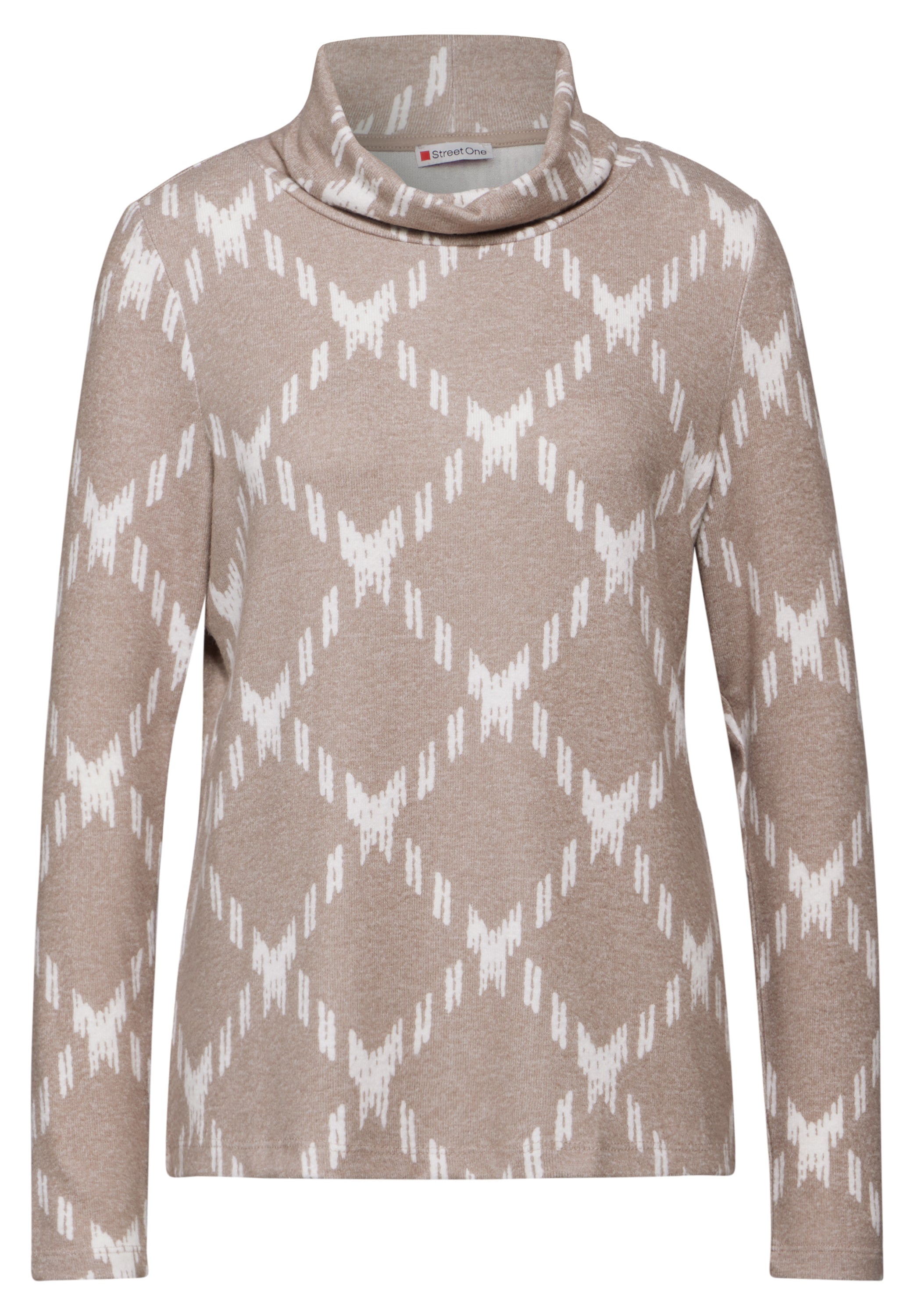 Street One Langarmshirt Rollkragen Damen Karomuster Viskosemix