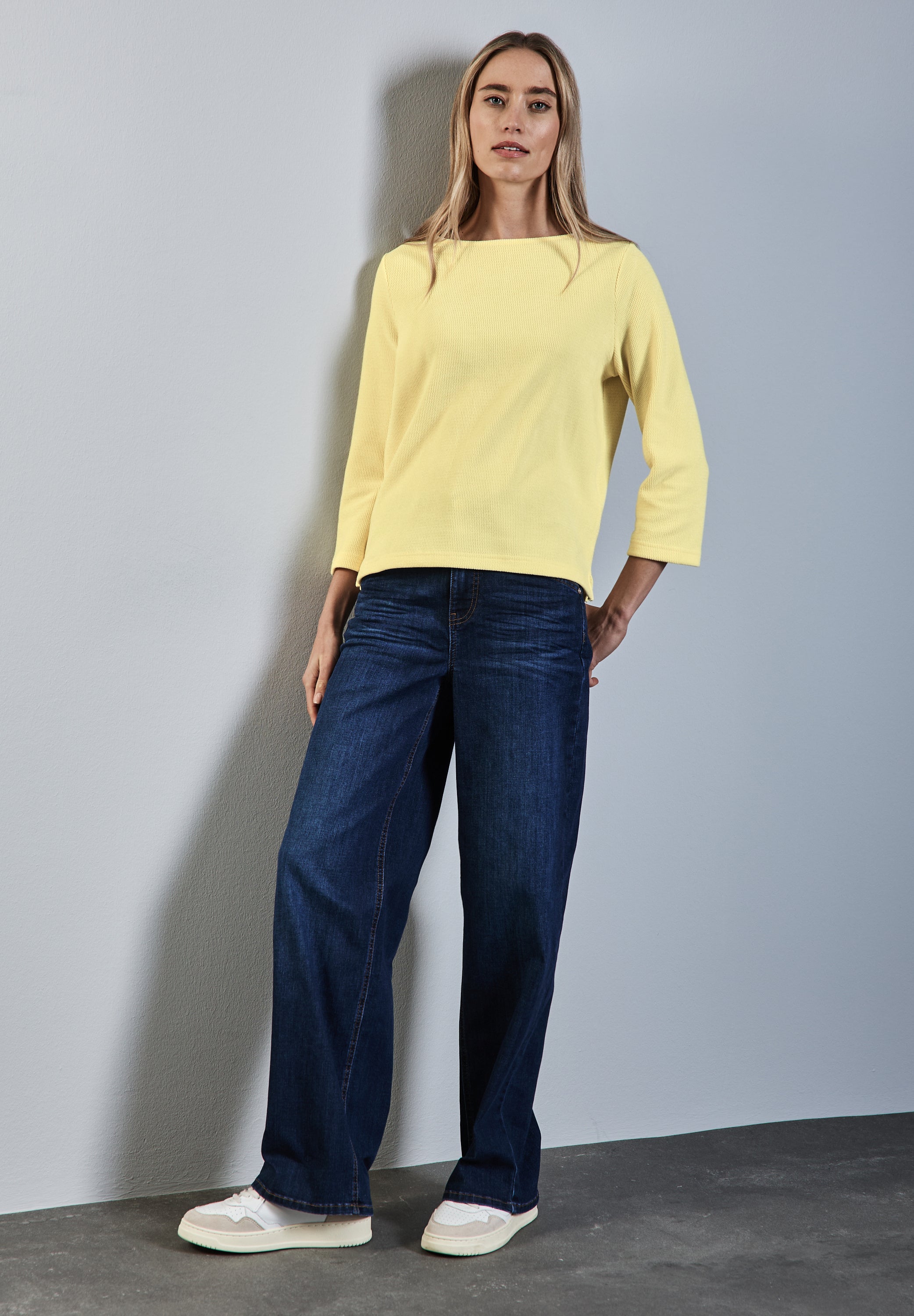 Street One Damen T-Shirt mit U-Boot-Ausschnitt und 3/4-Ärmeln