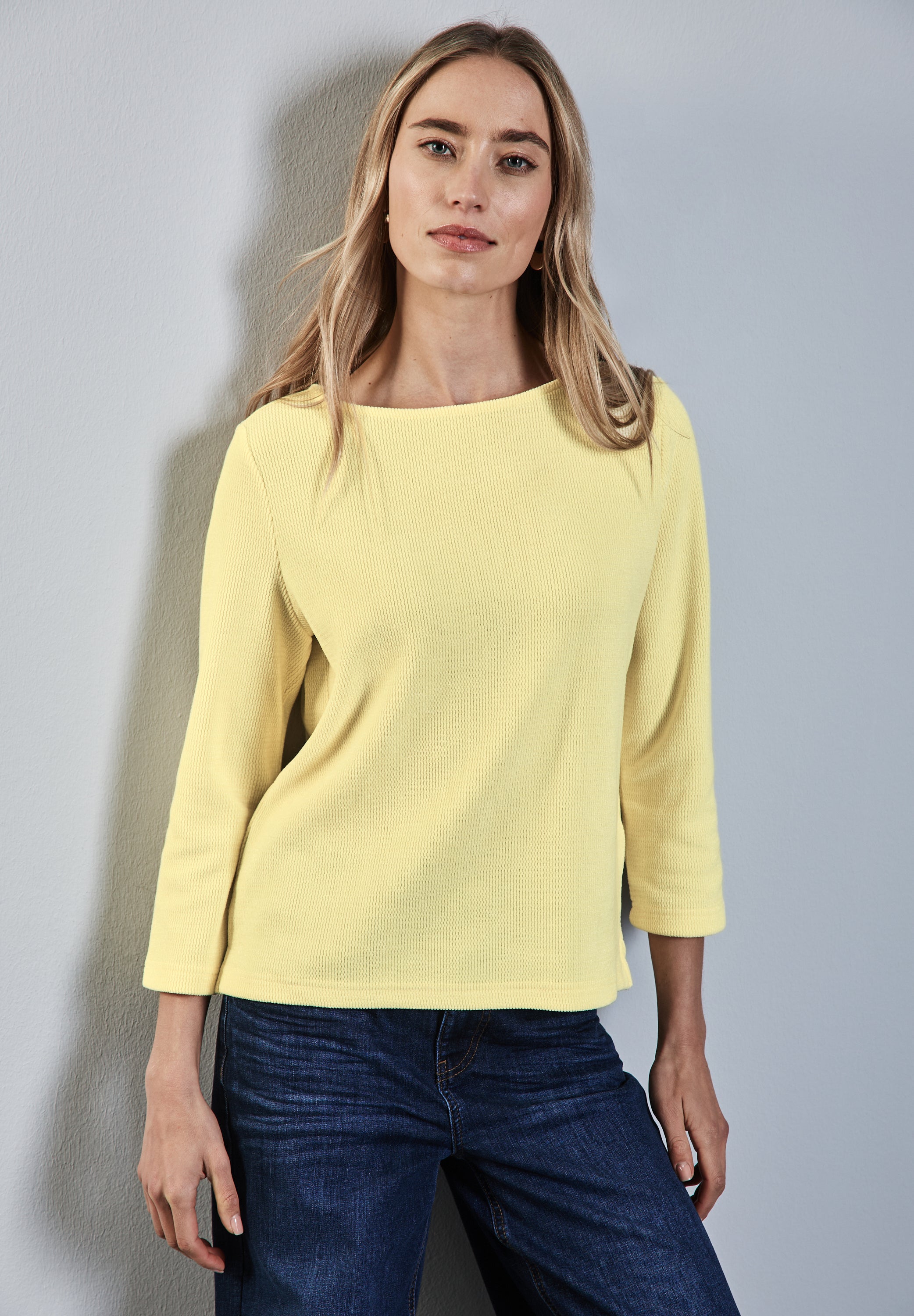 Street One Damen T-Shirt mit U-Boot-Ausschnitt und 3/4-Ärmeln