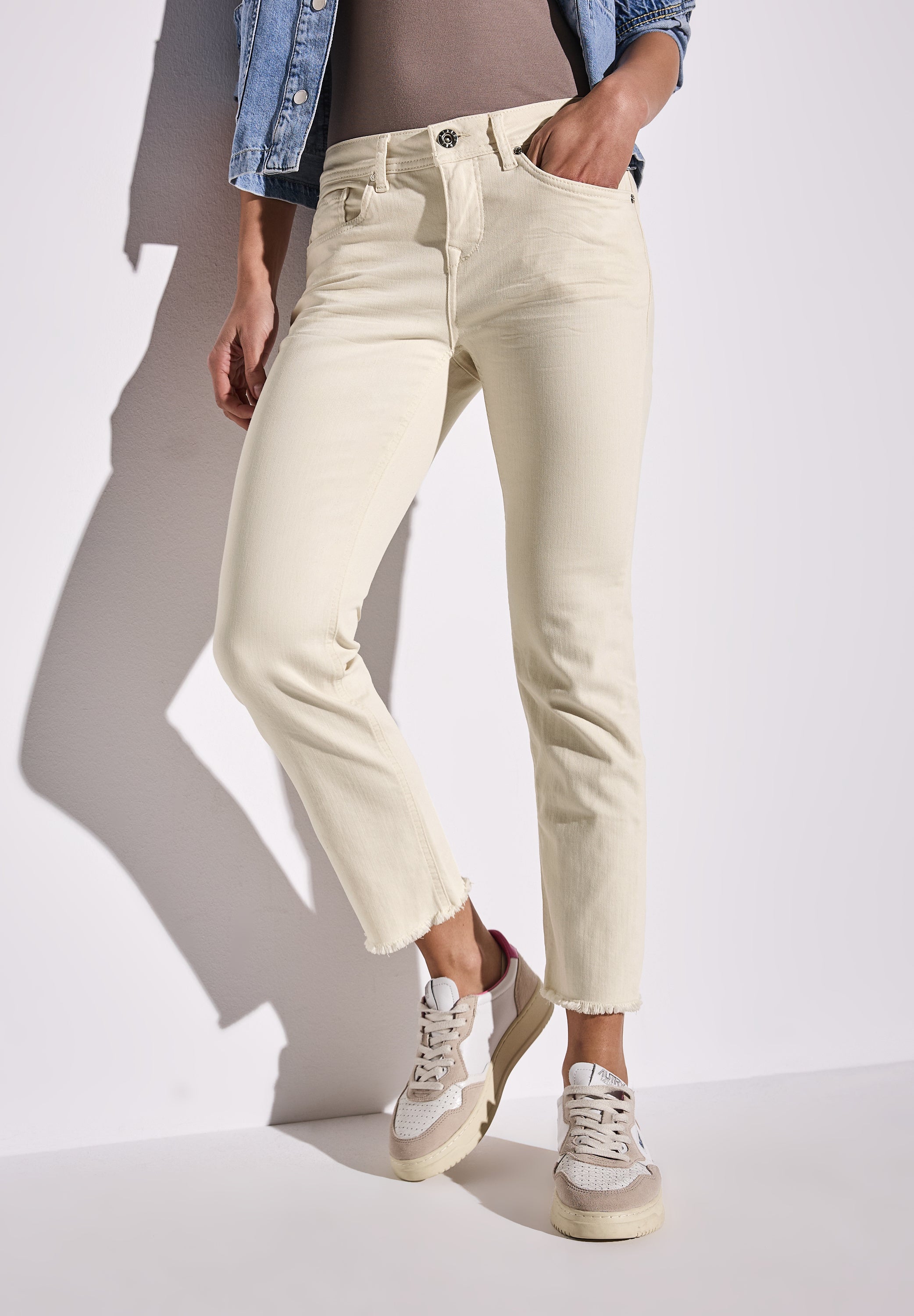 Street One Straight Leg Jeans Damen Slim Fit Mid Waist Baumwollmix Stretchanteil