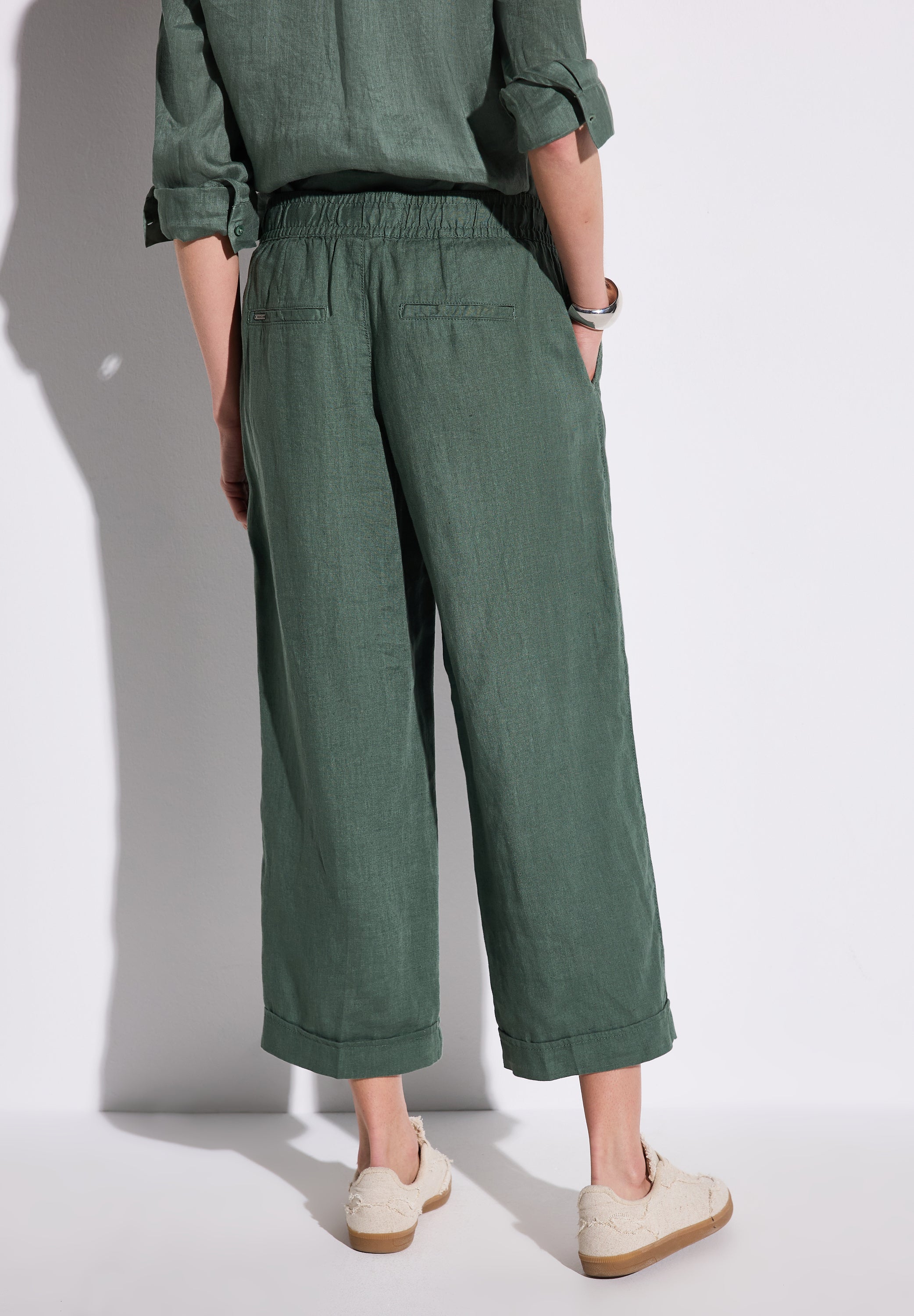 Street One Leinen-Culotte Damen Sommerhose Wide Leg Mid Waist