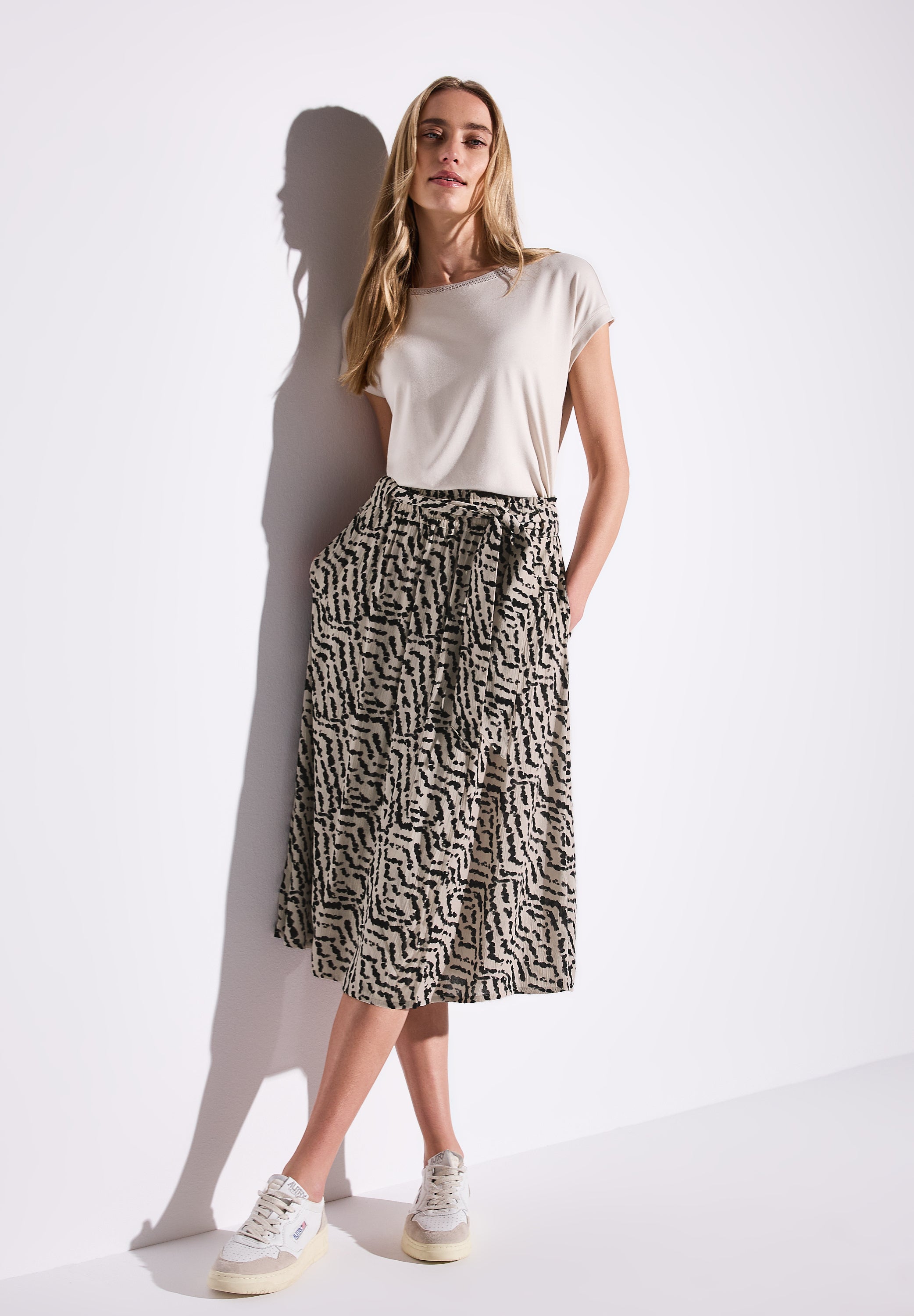 Street One Midi Paperbag Rock Damen bequemer Wickel-Style