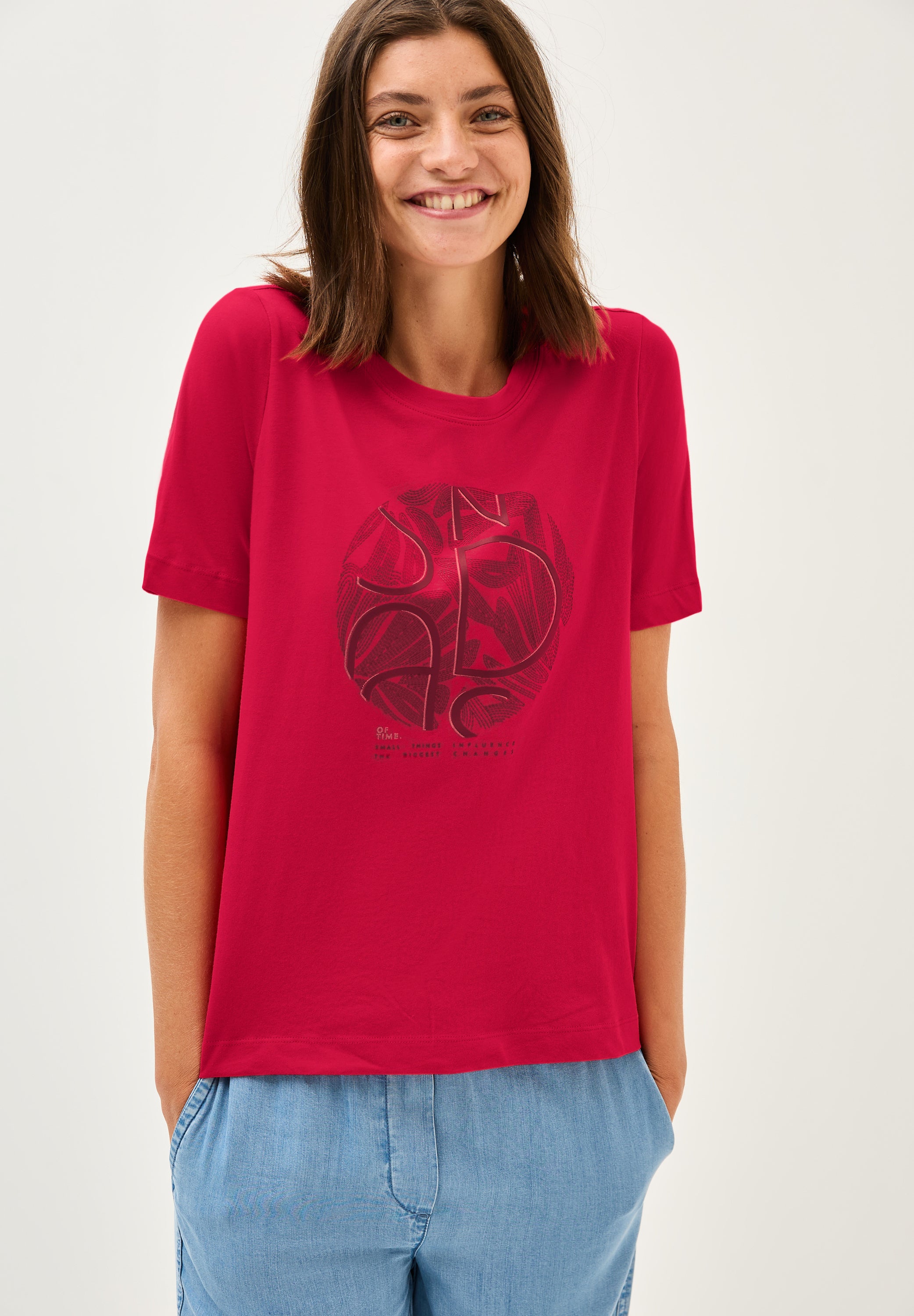 CECIL Damen T-Shirt mit Rundhalsausschnitt und Artwork Print
