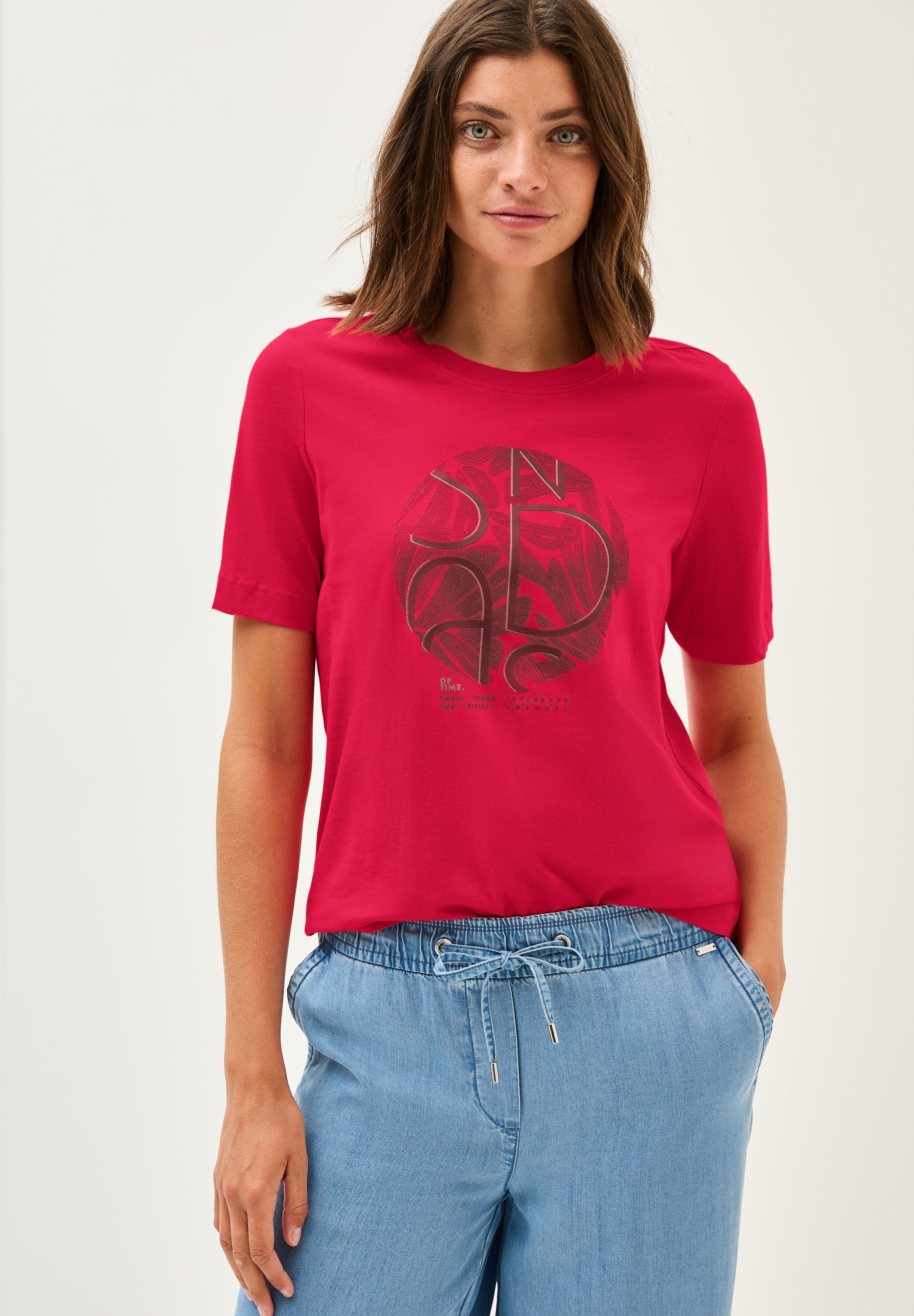 CECIL Damen T-Shirt mit Rundhalsausschnitt und Artwork Print