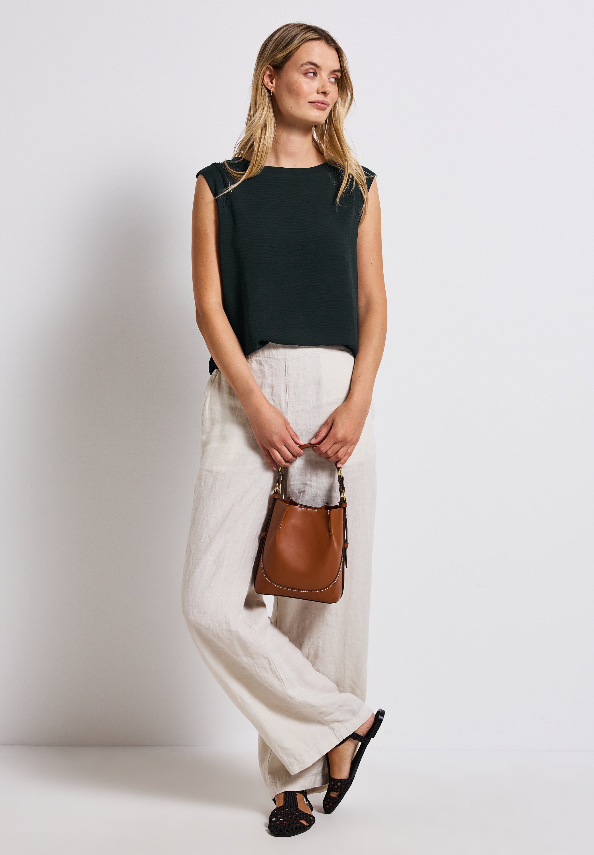 Street One Damen Ärmelloses Top Mesh Details Viskosemix