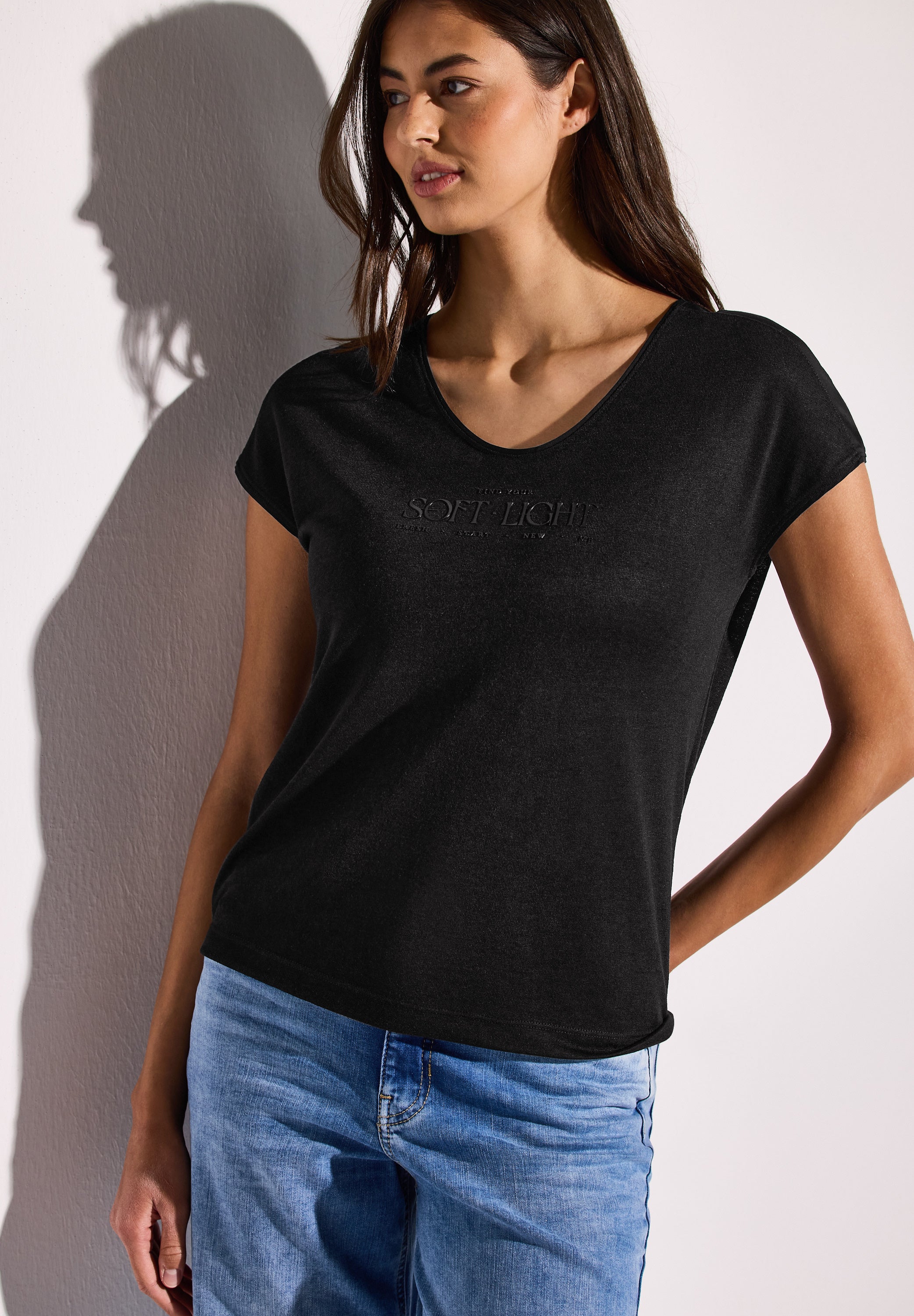 Street One Shirt Damen entspannte Passform angenehmer Materialmix