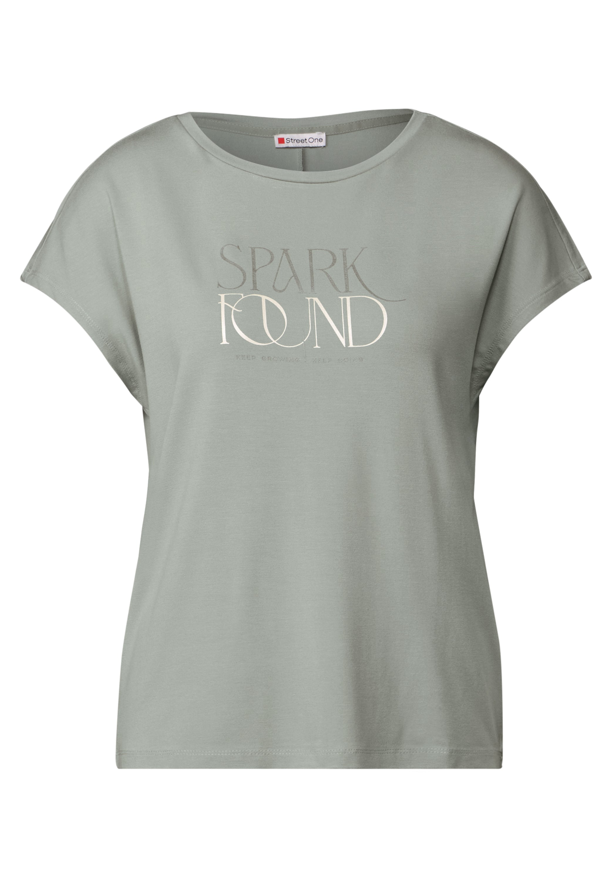 Street One Damen T-Shirt mit Wording-Print und dropped shoulders