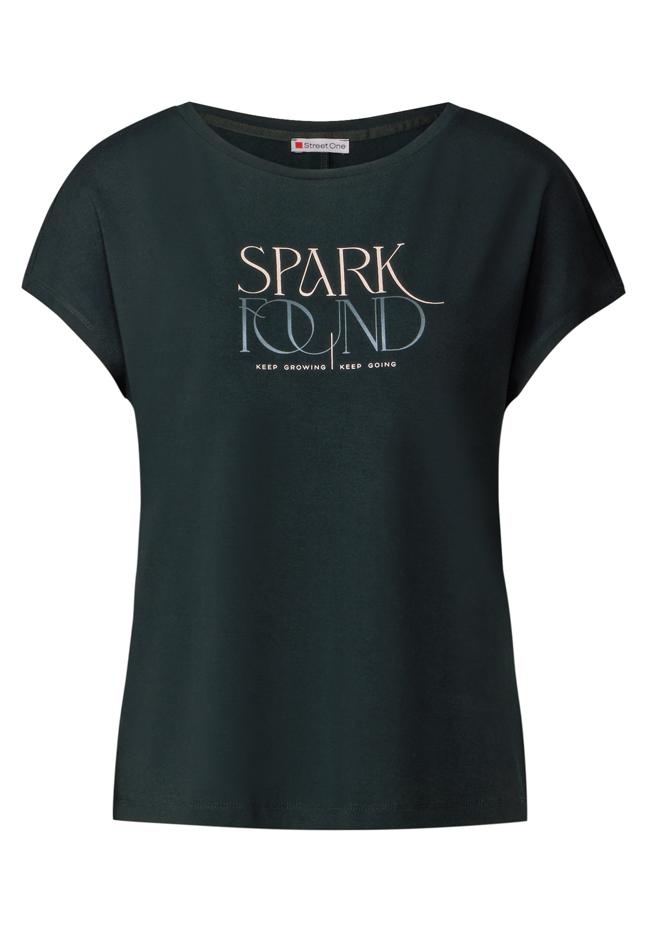 Street One Damen T-Shirt mit Wording-Print und dropped shoulders