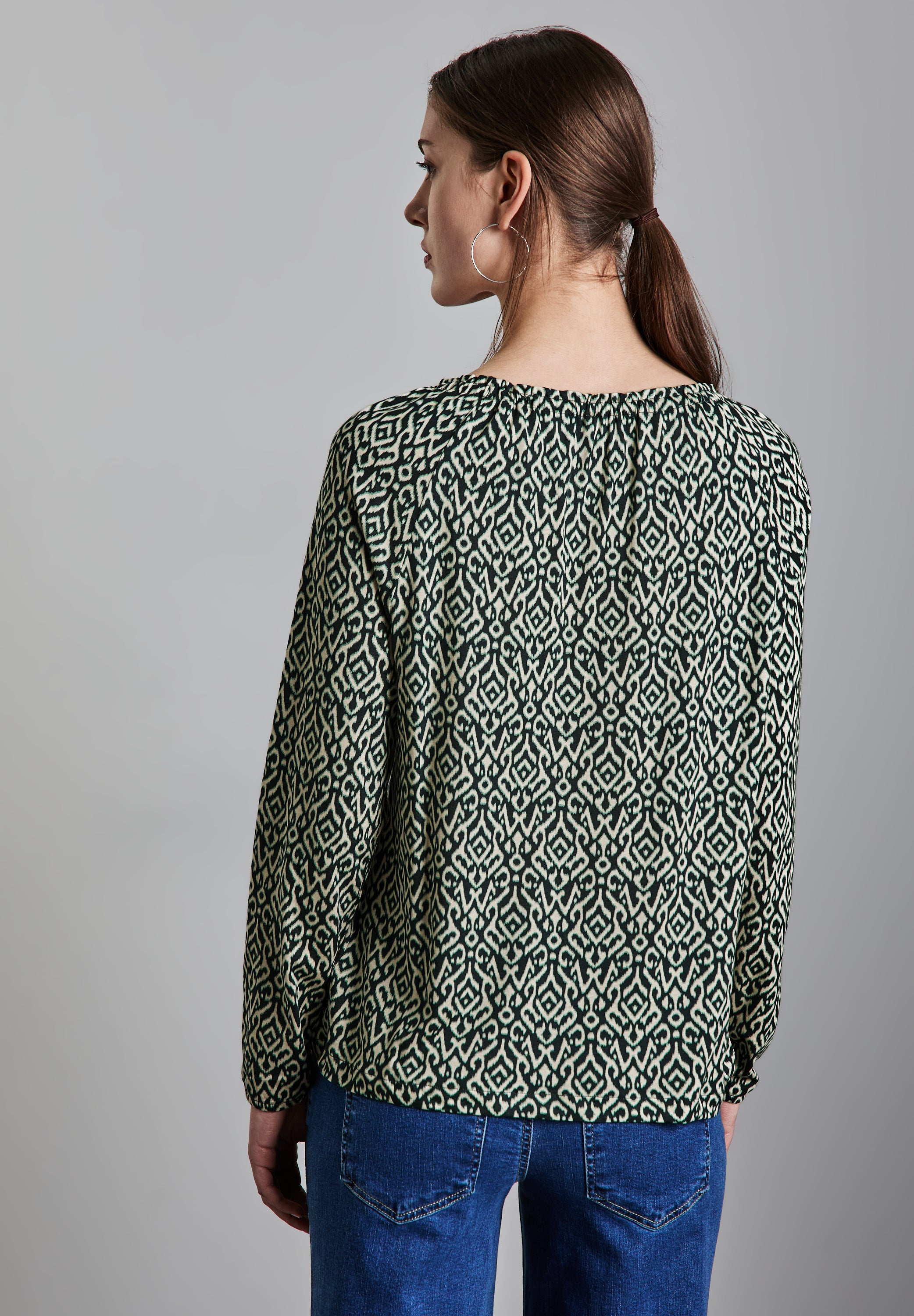 Street One Tunika-Shirt Damen Elegantes U-Boot-Ausschnitt Langarm